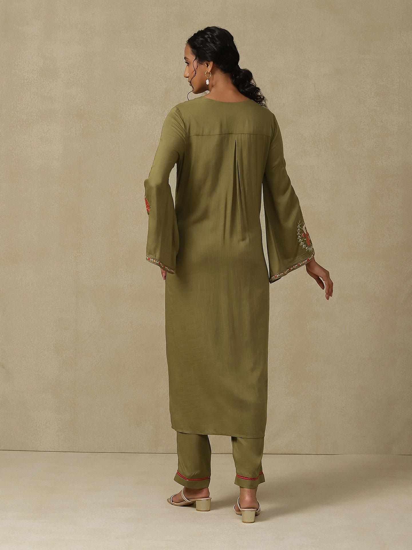 Olive Green Afnan Festive Suit Set