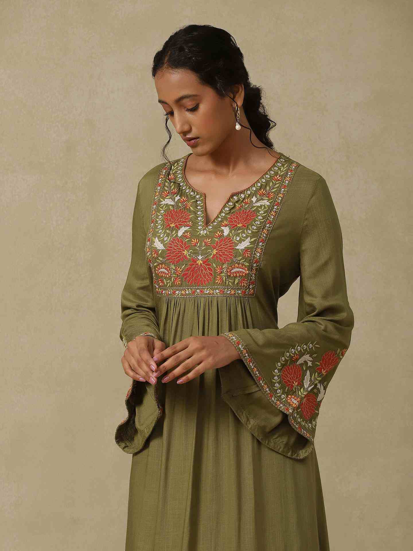 Olive Green Afnan Festive Suit Set