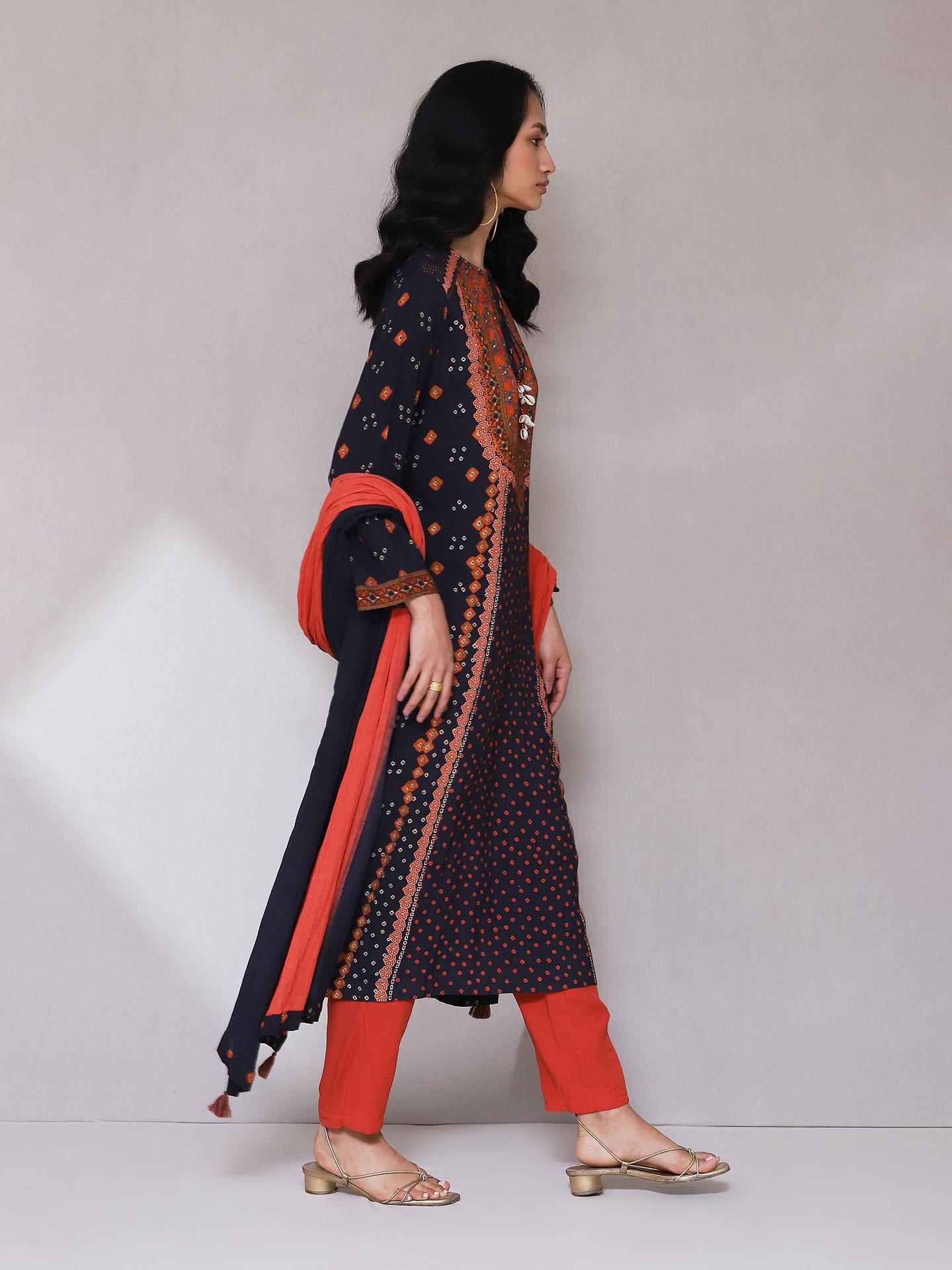 Black Bandhej Suit Set