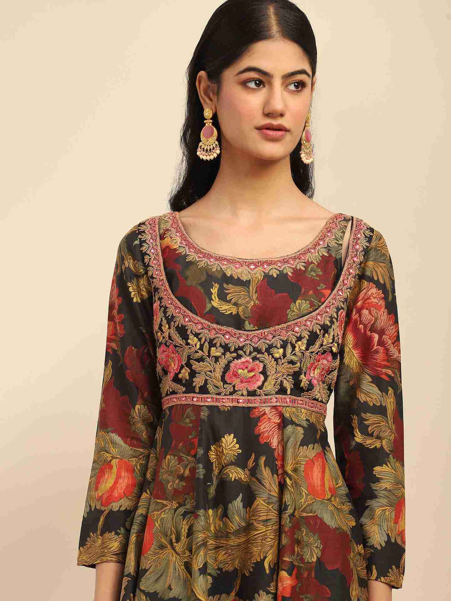 Green Flower Bloom Anarkali Suit