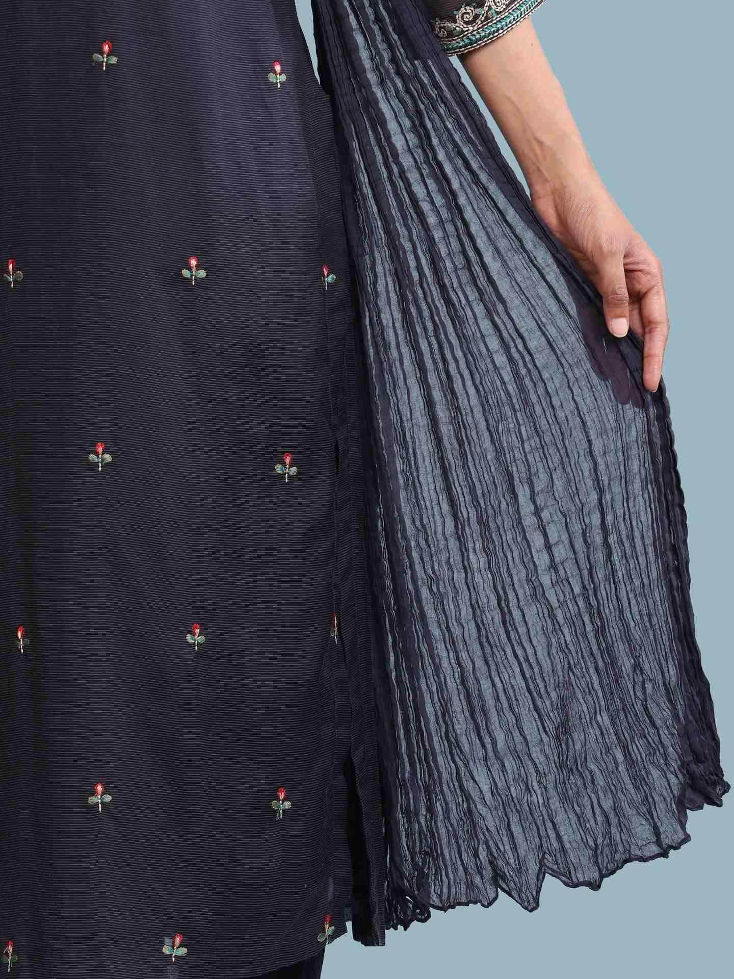 Navy Alya Solid Suit Set