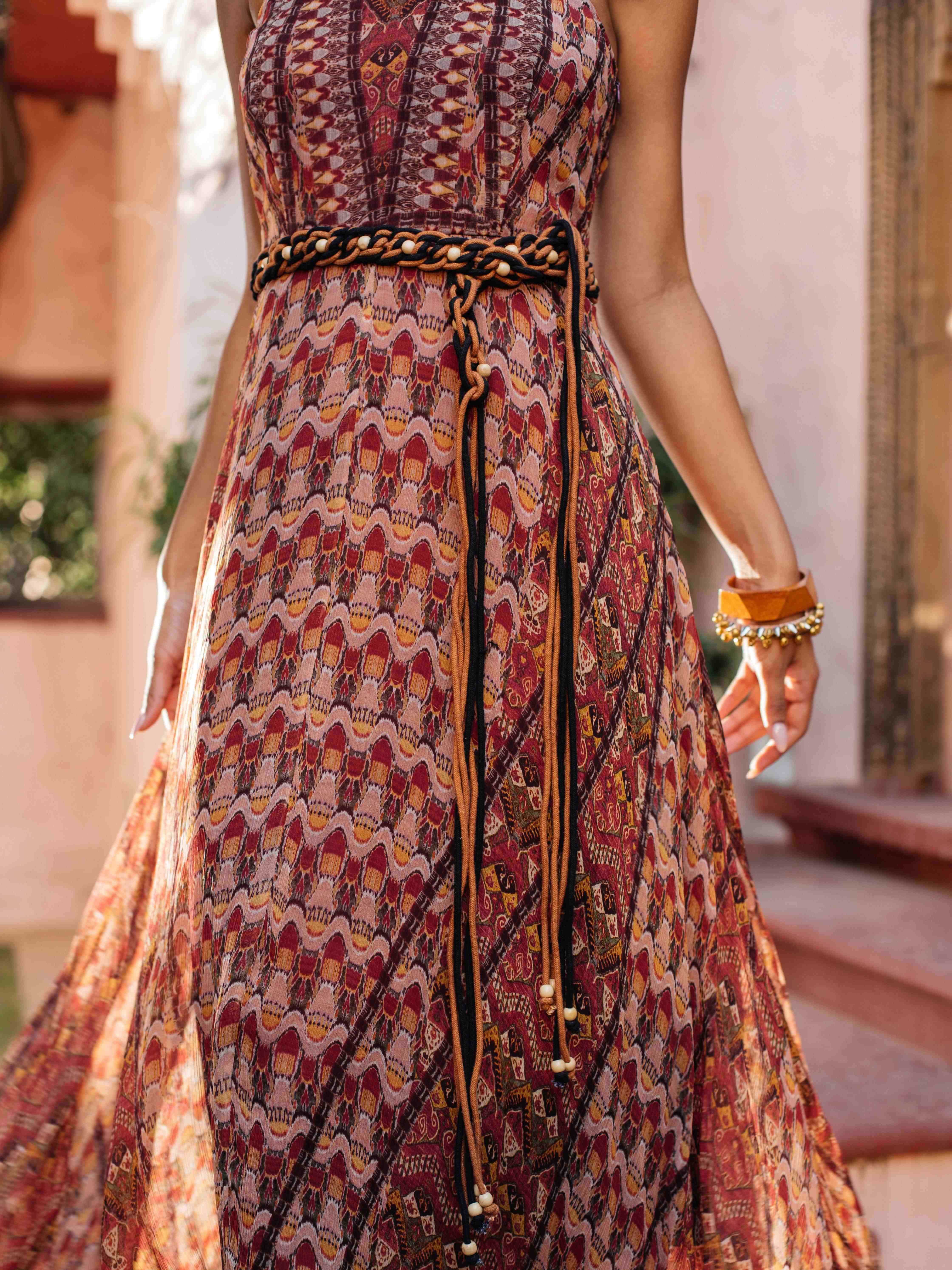 Black & Brown Venice Tie-Up Belt