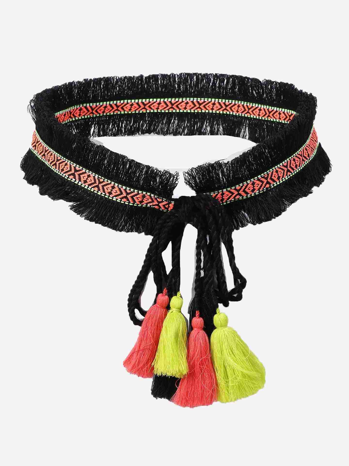 Black Tribal Tie-Up Belt