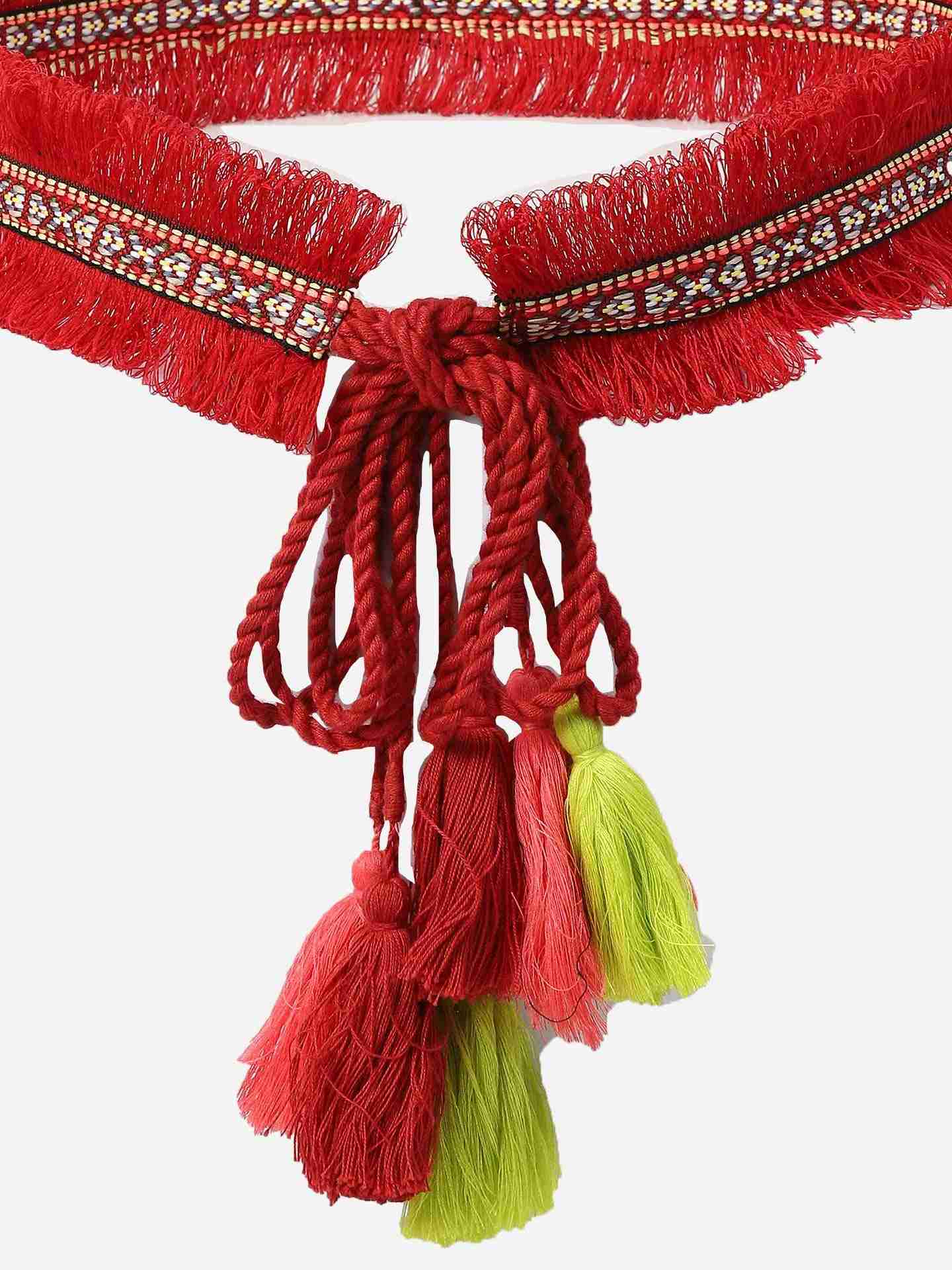 Maroon Tribal Tie-Up Belt