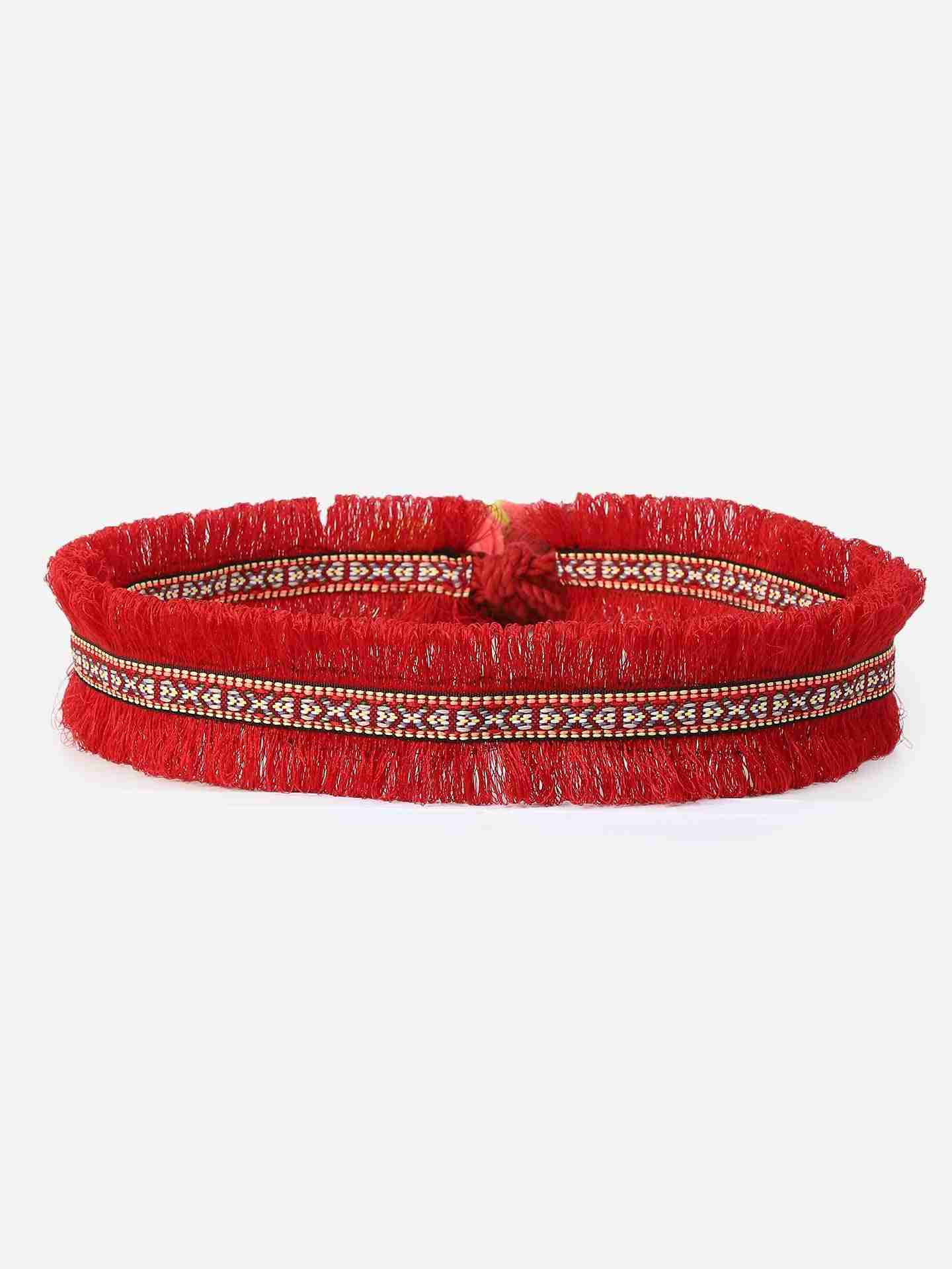 Maroon Tribal Tie-Up Belt