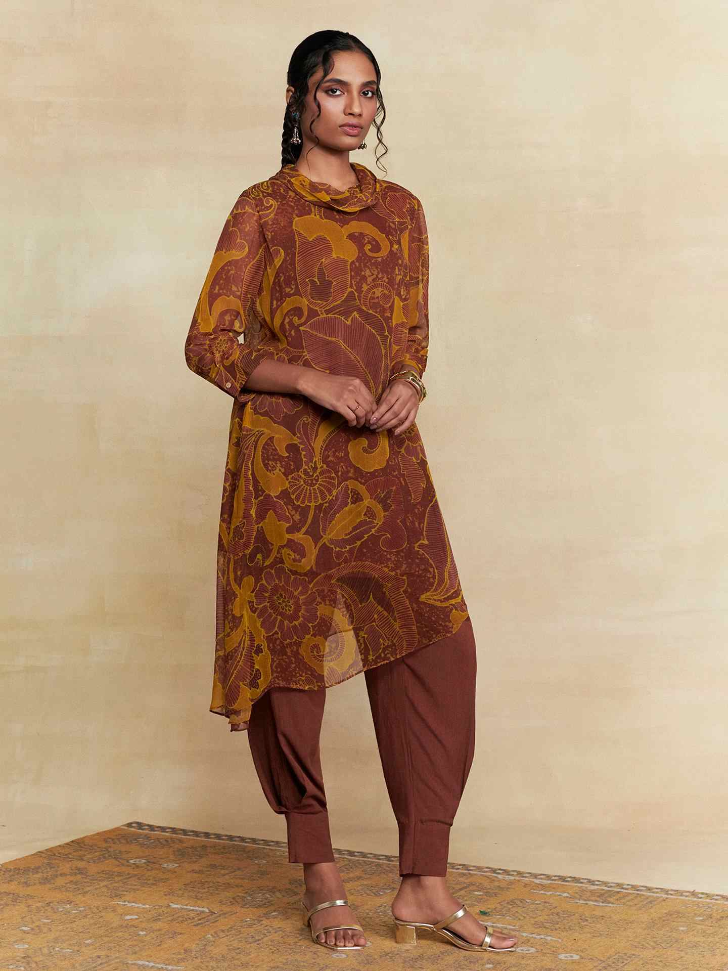 Brown Pearl Petal Co-Ord Set