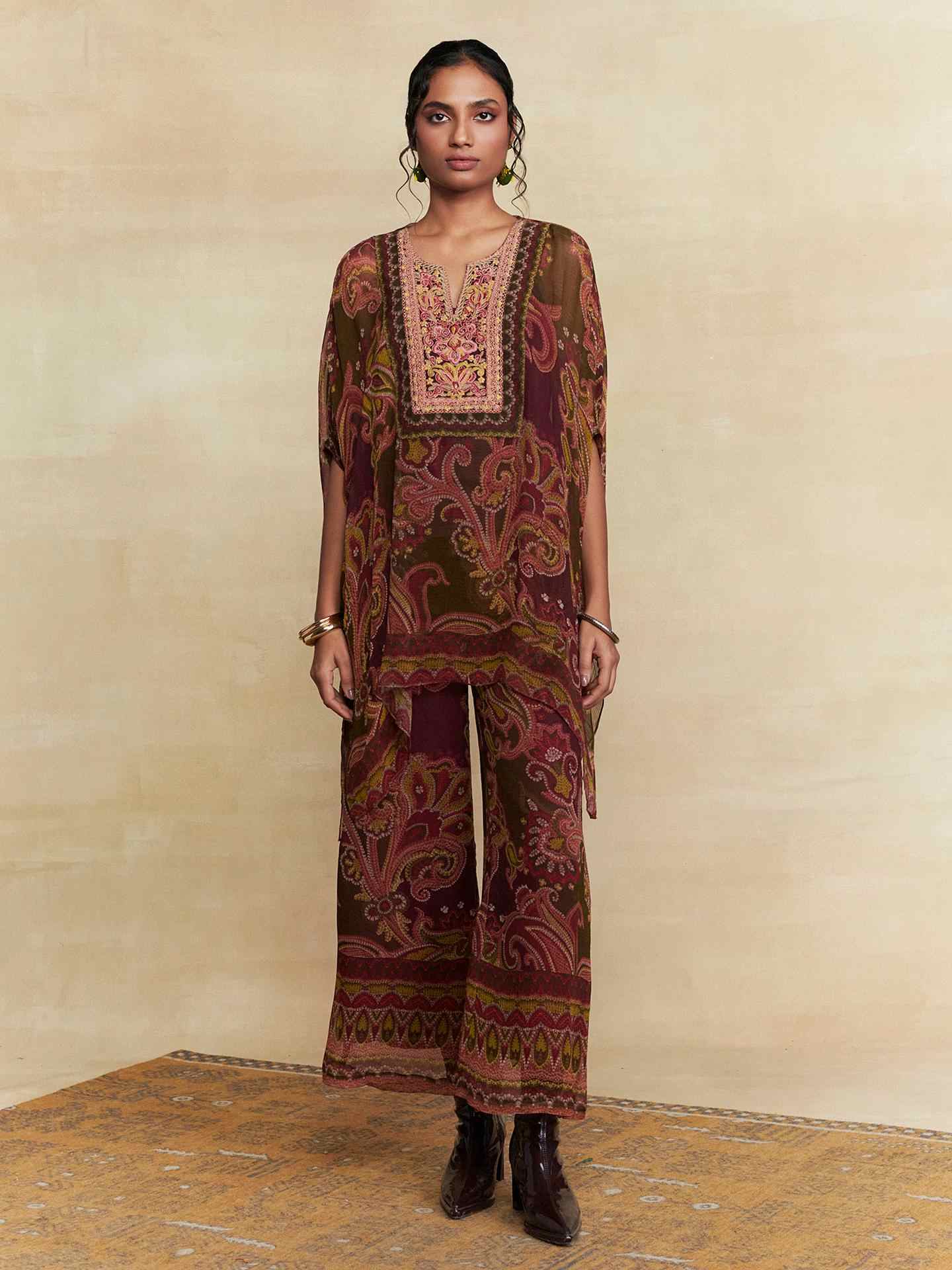 Olive Petal Paisley Cord Set