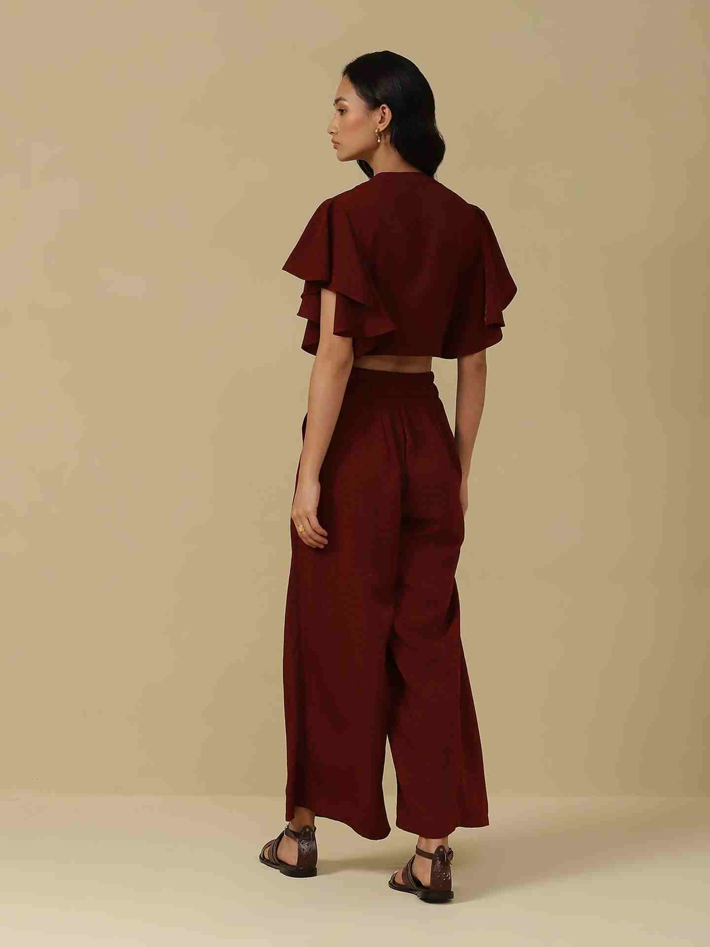 Maroon Enyo Solid Co-Ord Set