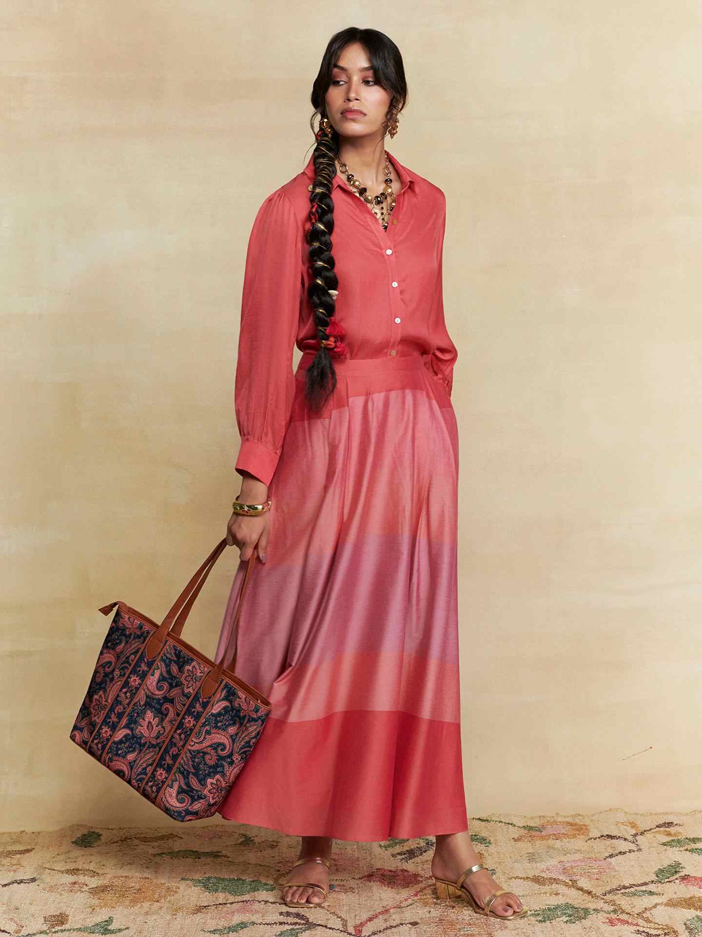 Coral Colorblock  Co-Ord Set