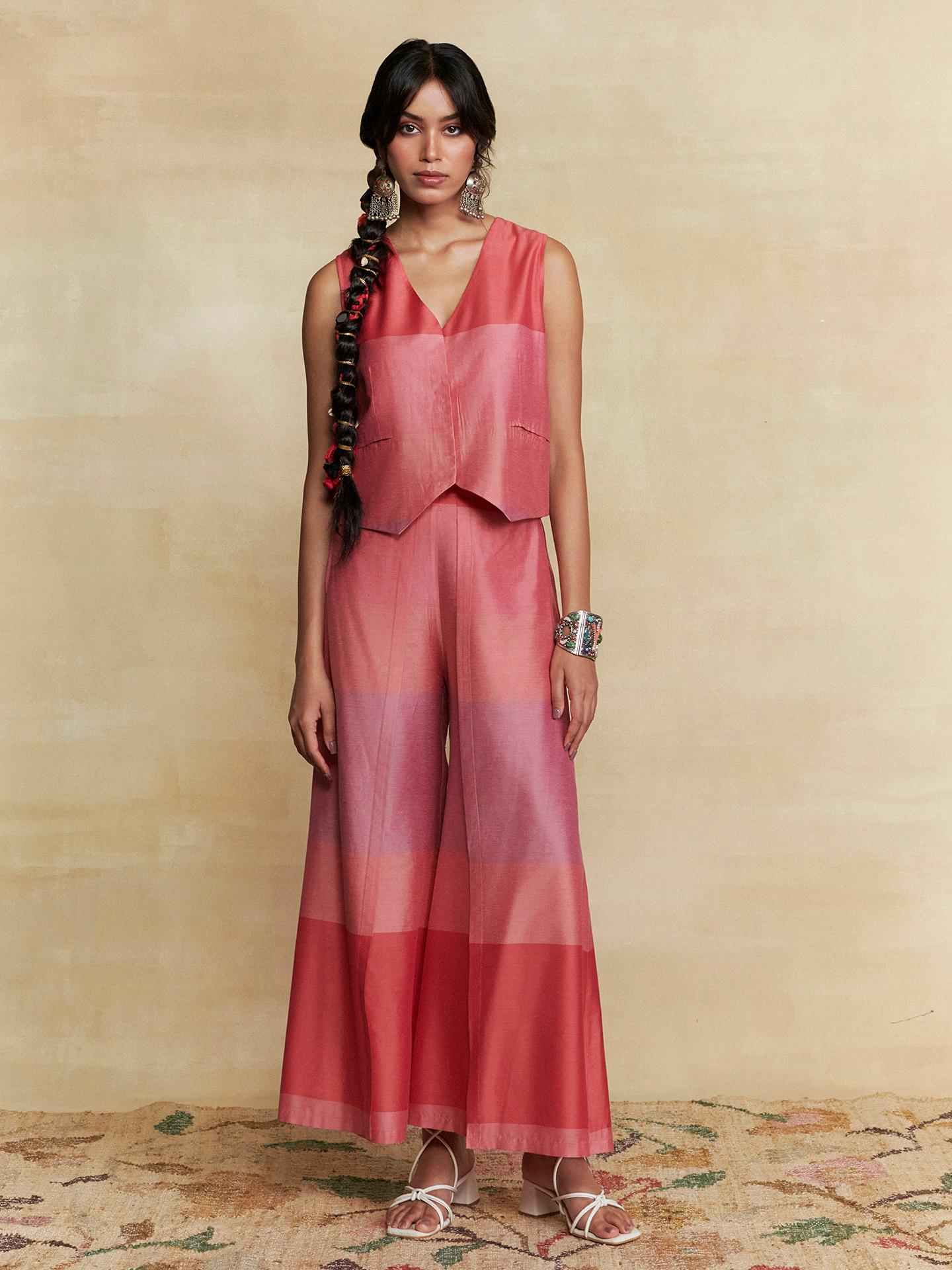 Coral Colorblock  Co-Ord Set