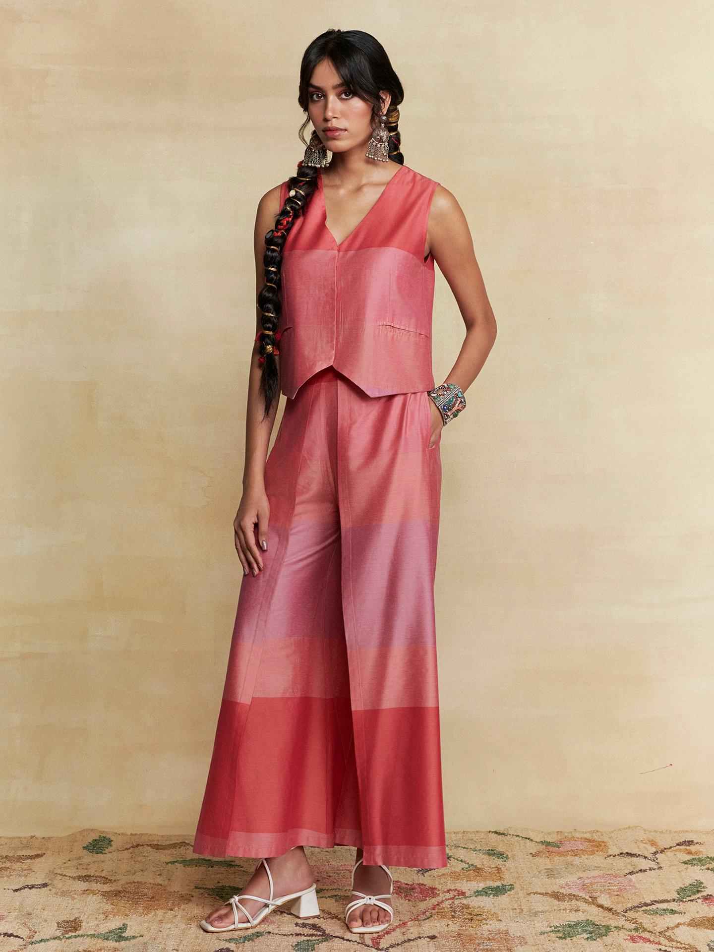 Coral Colorblock  Co-Ord Set