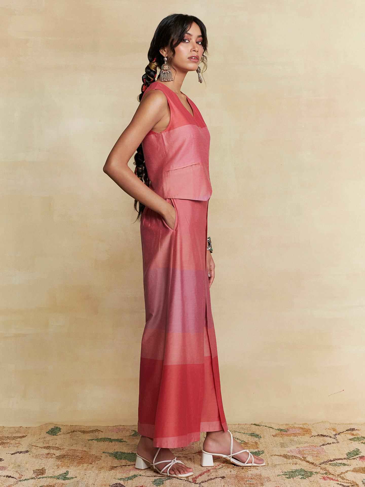 Coral Colorblock  Co-Ord Set