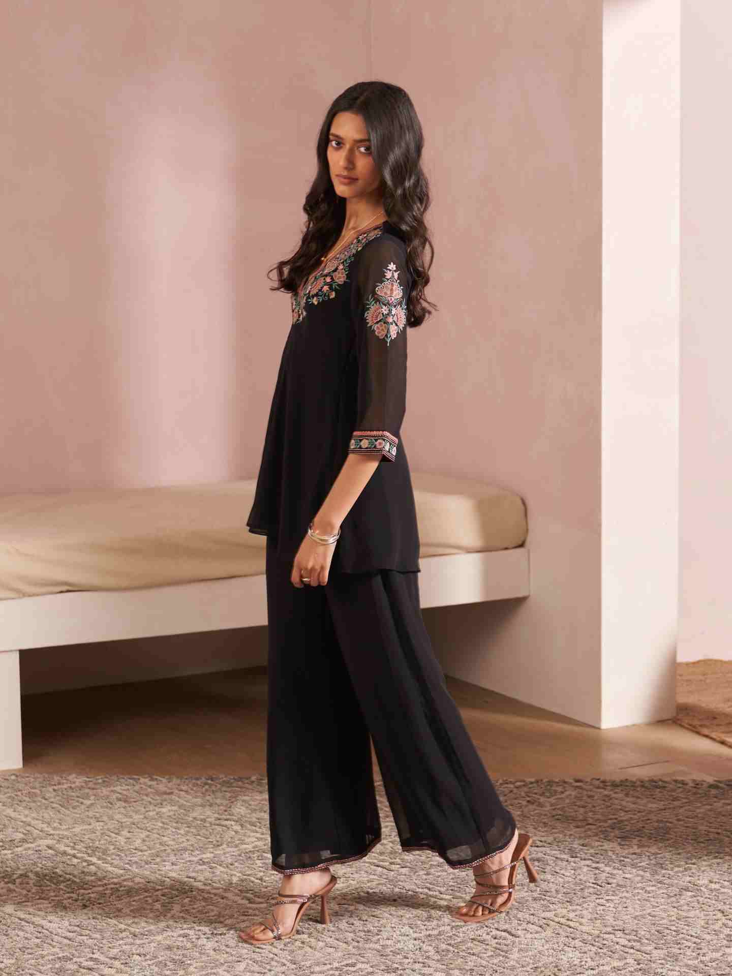 Black Shloka Solid Co-Ord Set