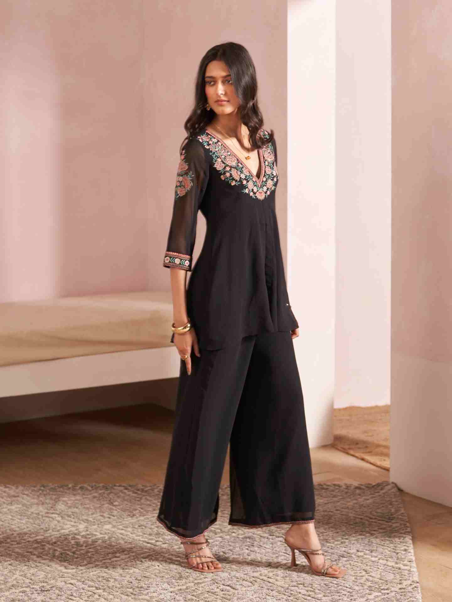 Black Shloka Solid Co-Ord Set