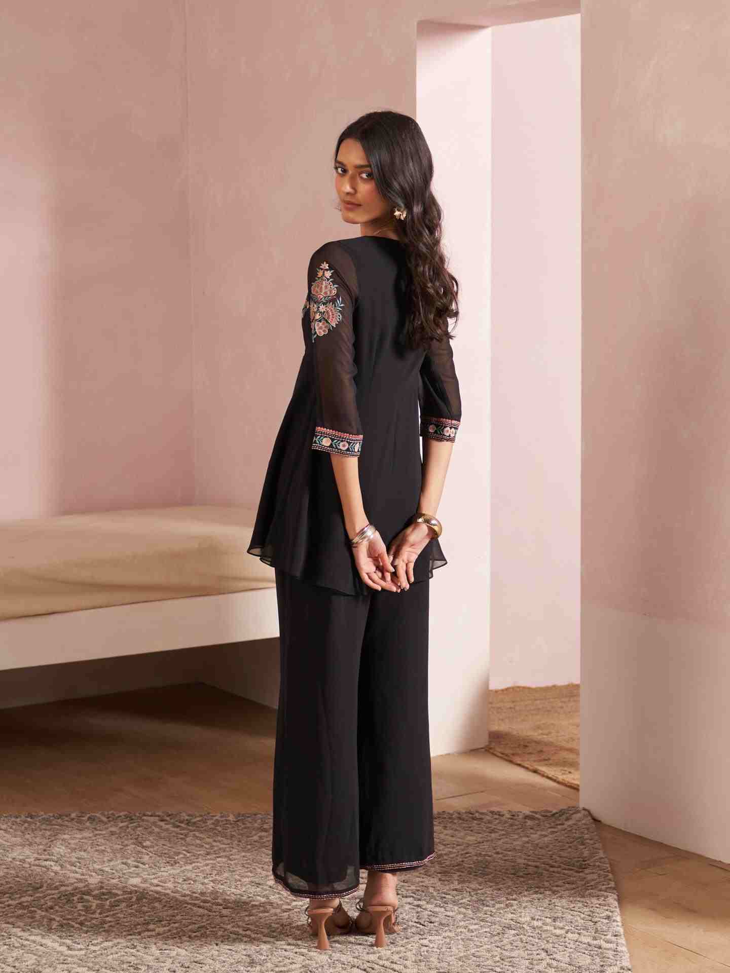 Black Shloka Solid Co-Ord Set