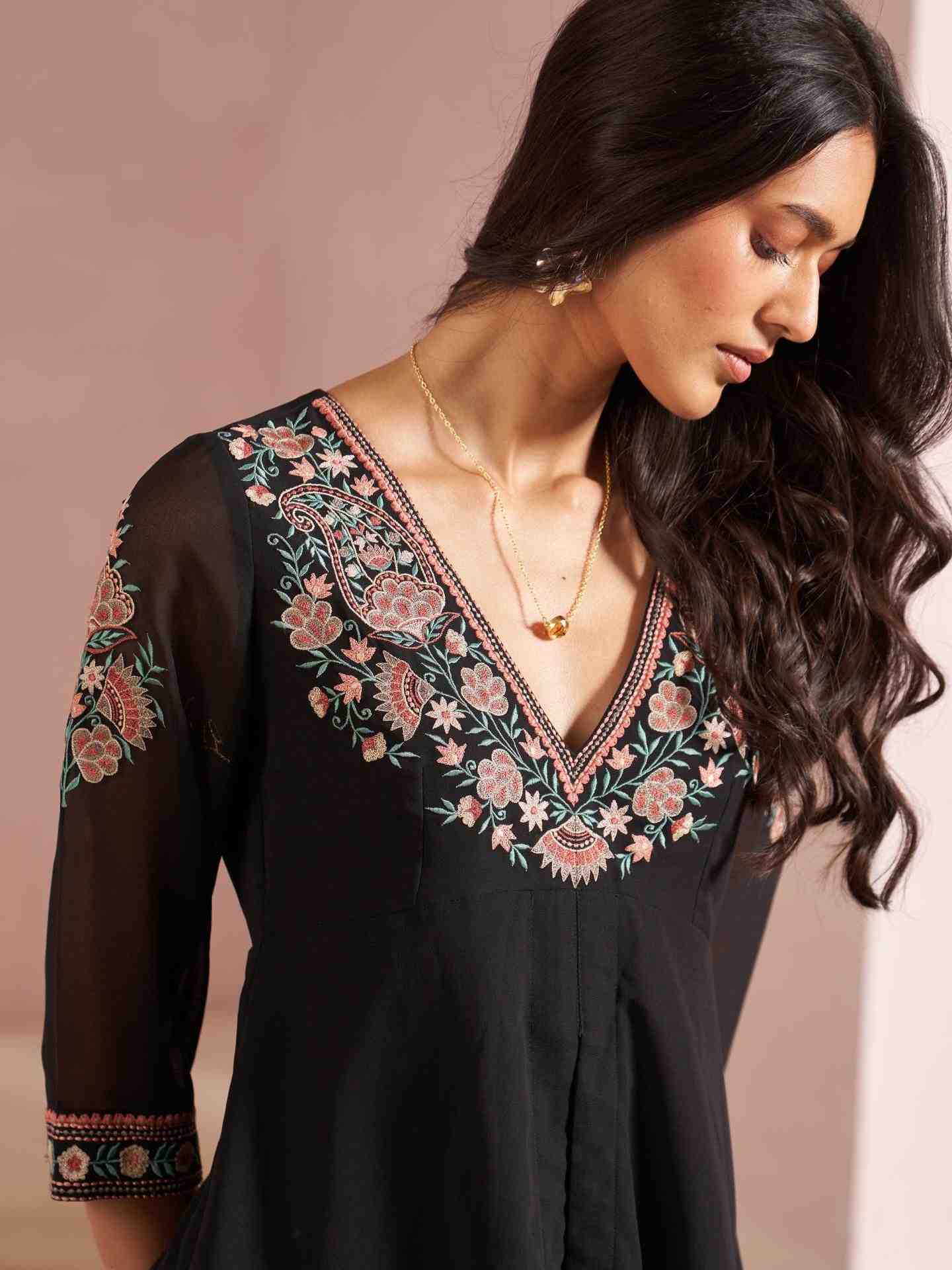 Black Shloka Solid Co-Ord Set