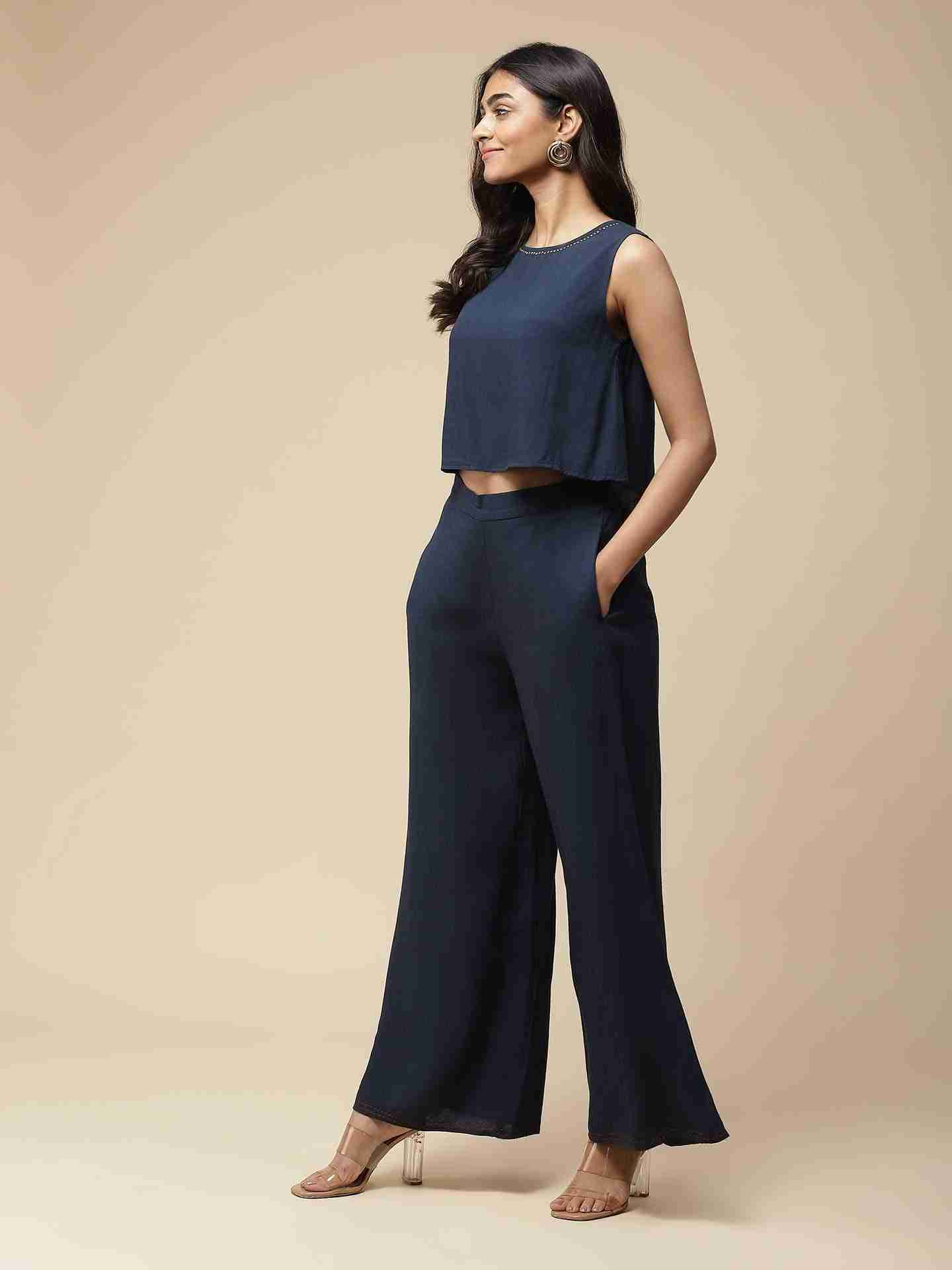 Navy Viti Solid Co-Ord Set