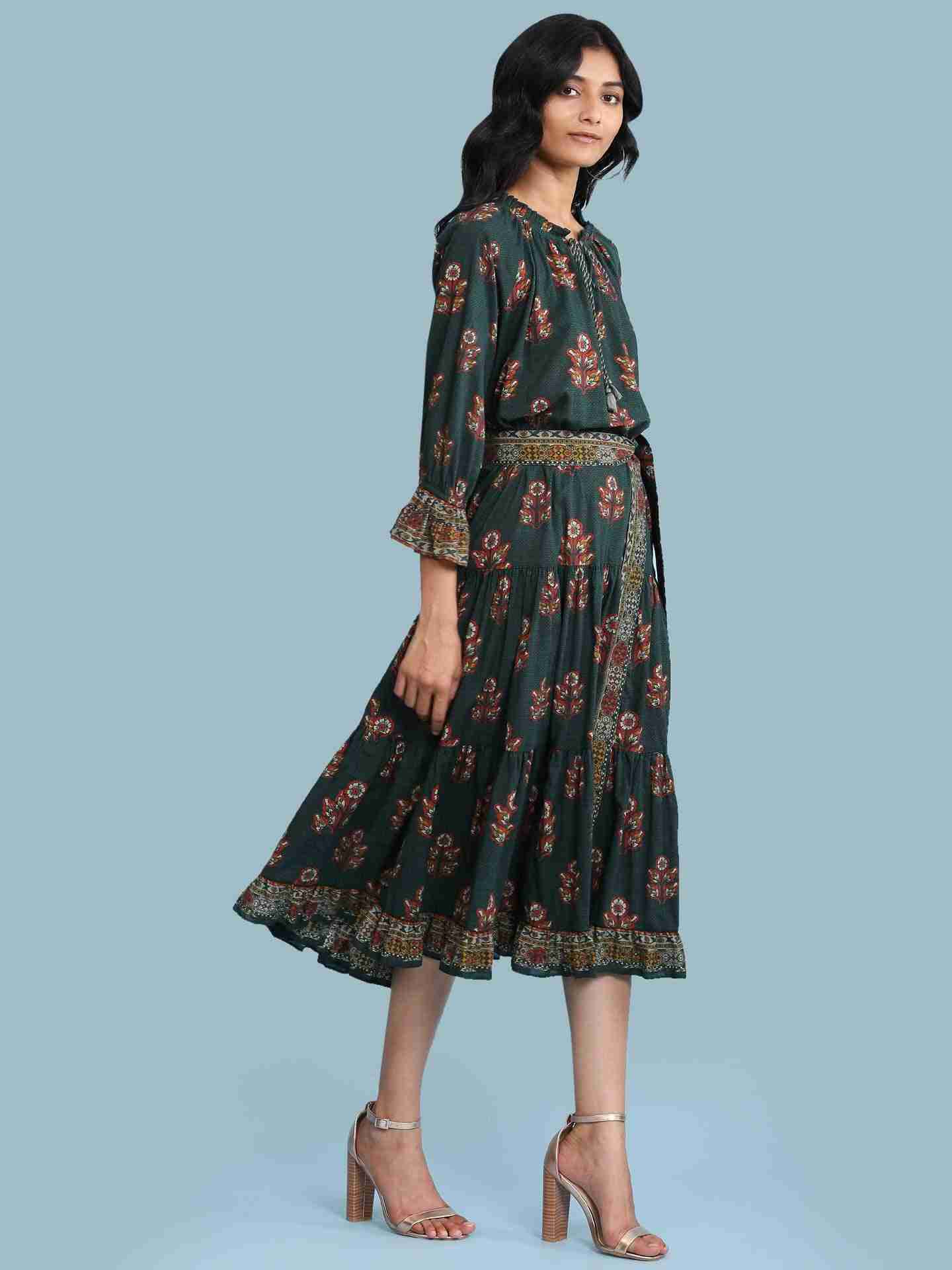 Green Irani Long Dress