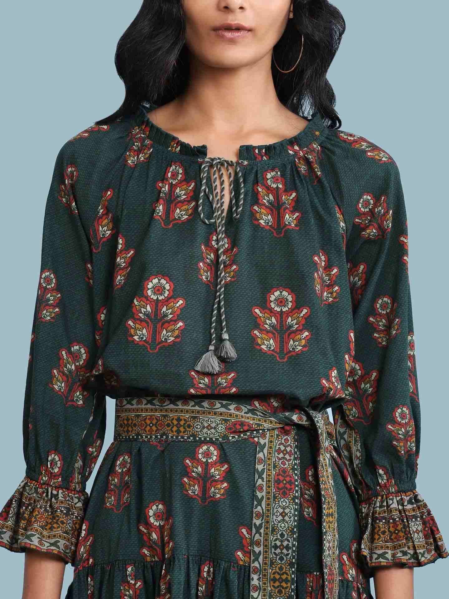 Green Irani Long Dress