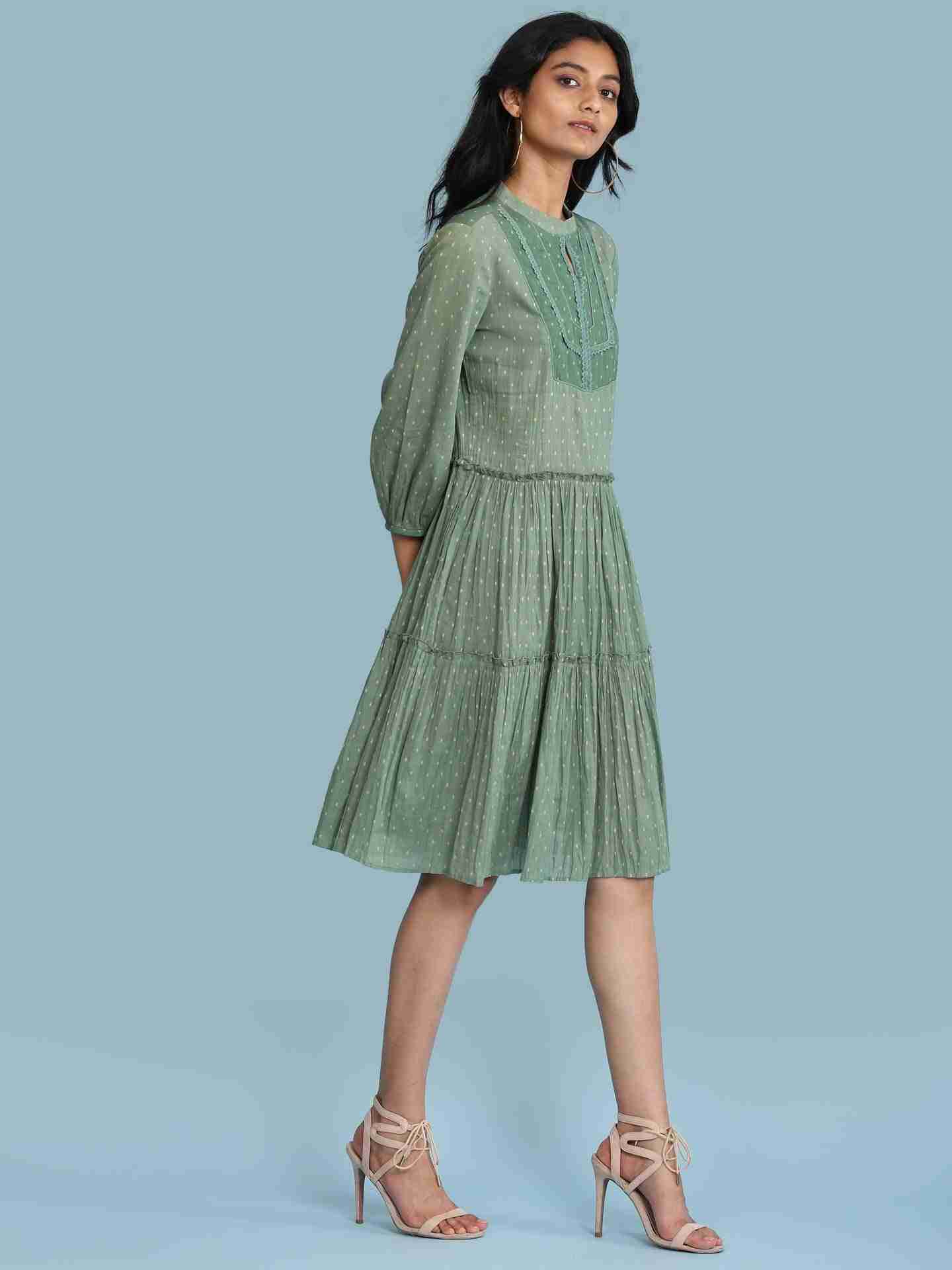 Green Utopia Solid Long Dress