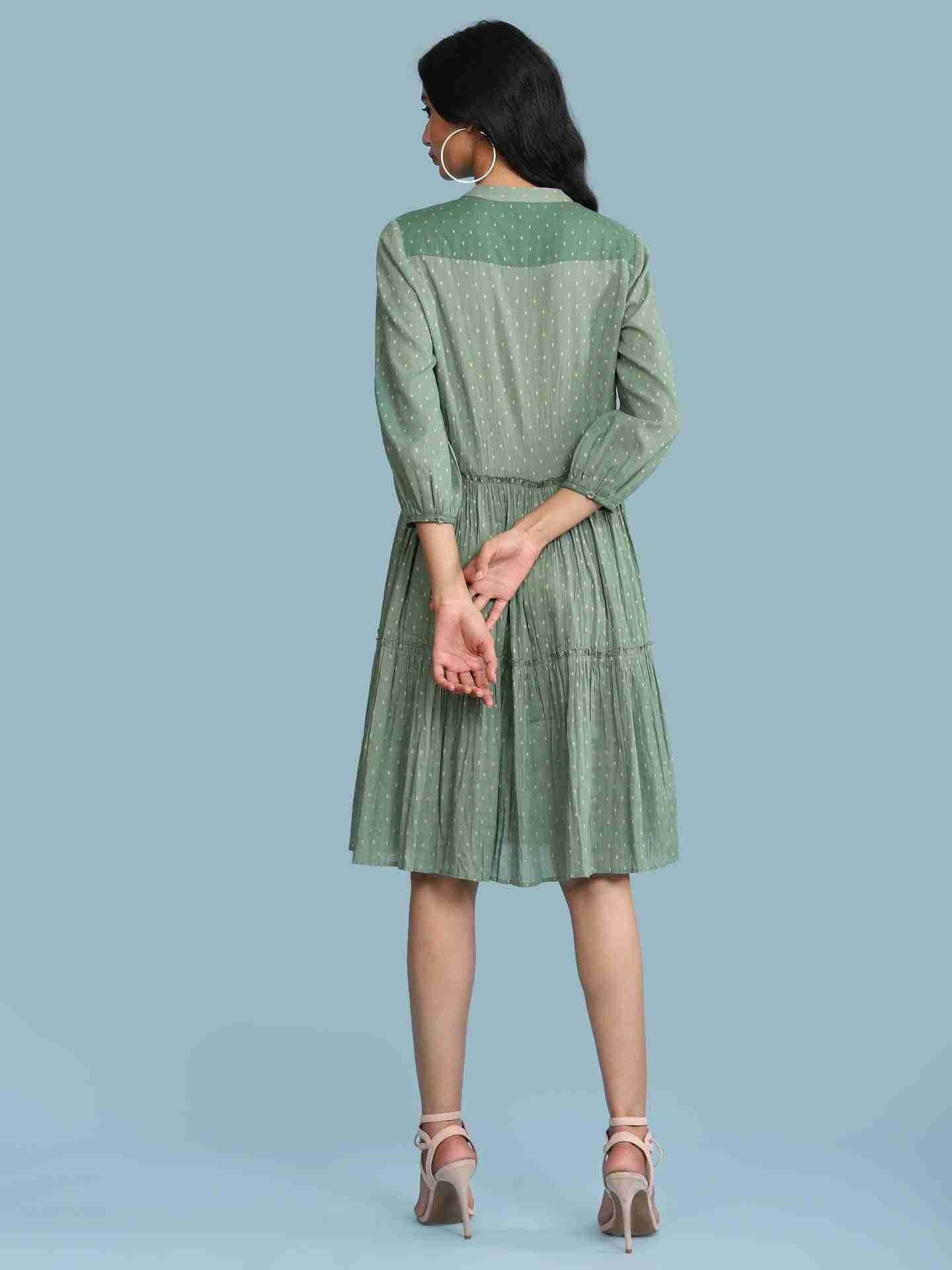 Green Utopia Solid Long Dress