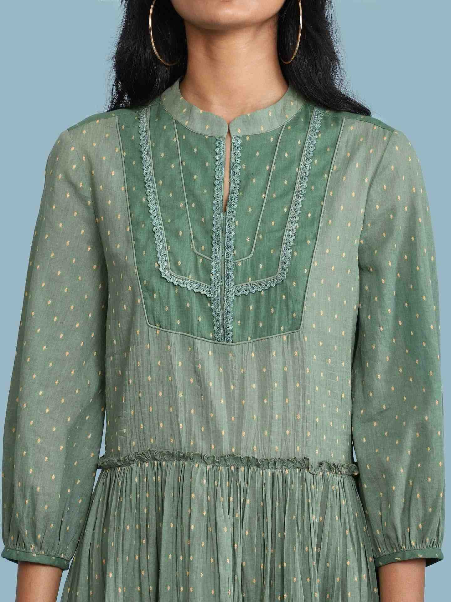 Green Utopia Solid Long Dress