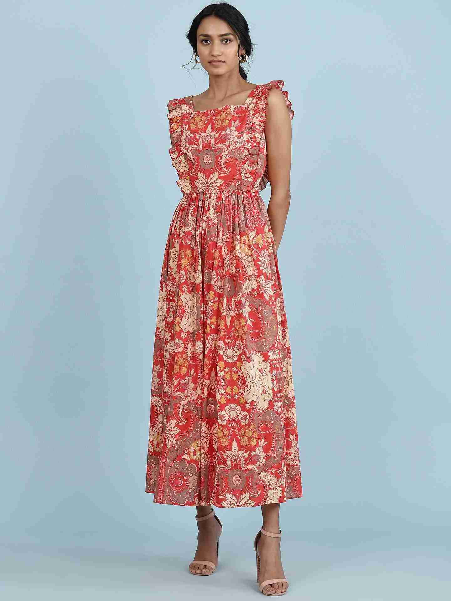 Red Tasvika Long Dress