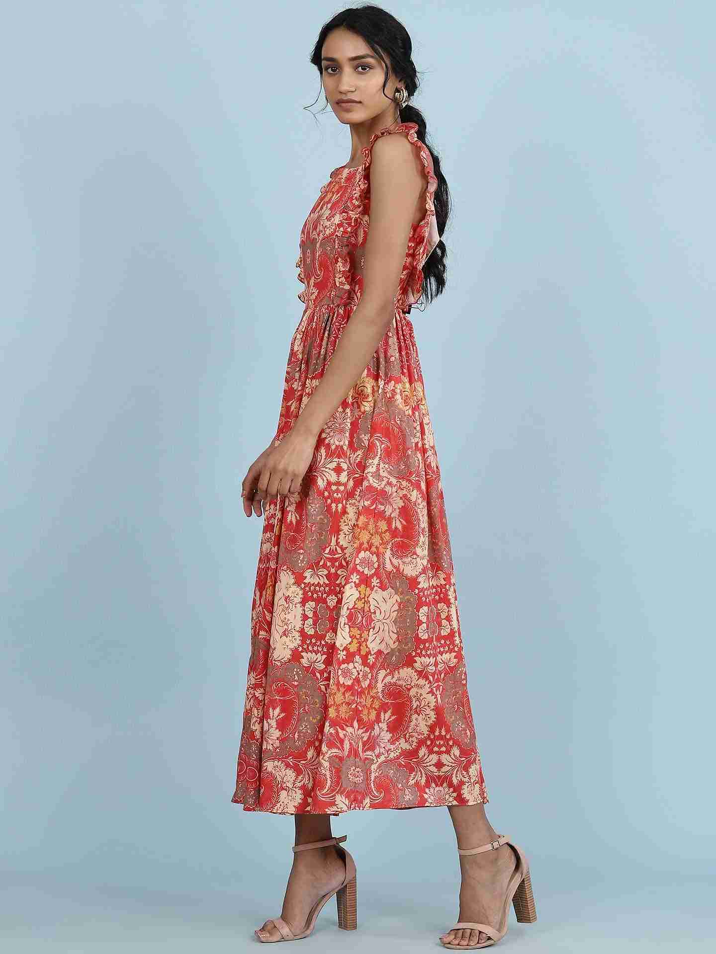 Red Tasvika Long Dress