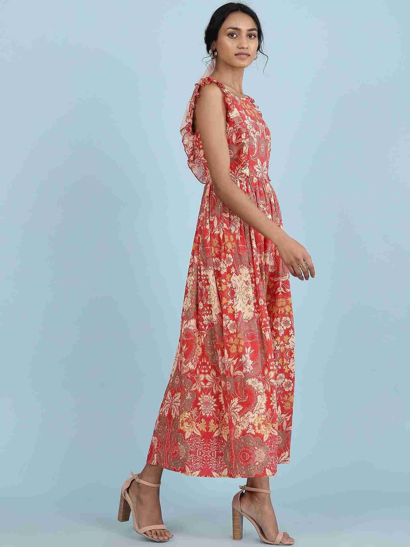 Red Tasvika Long Dress