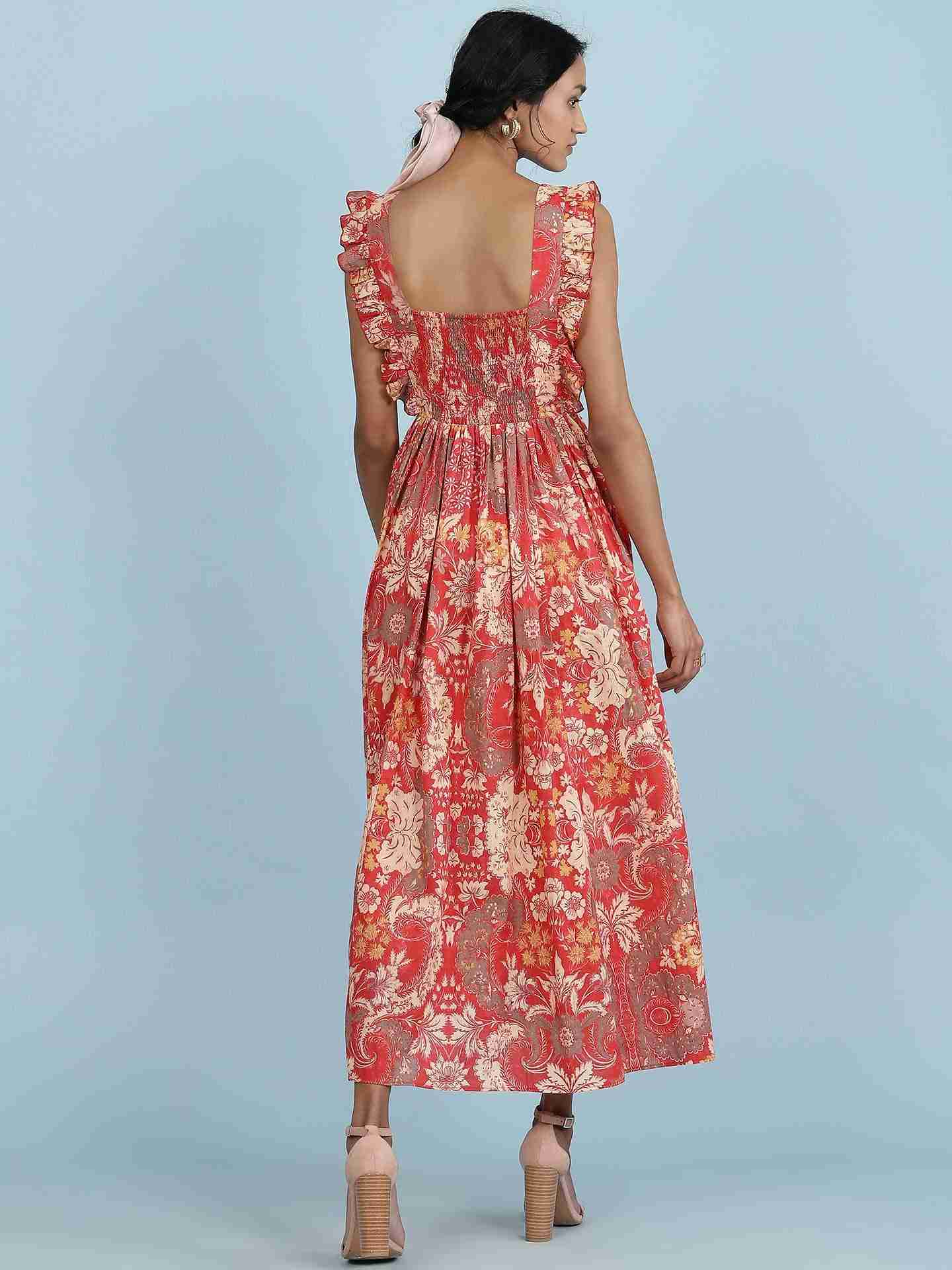 Red Tasvika Long Dress