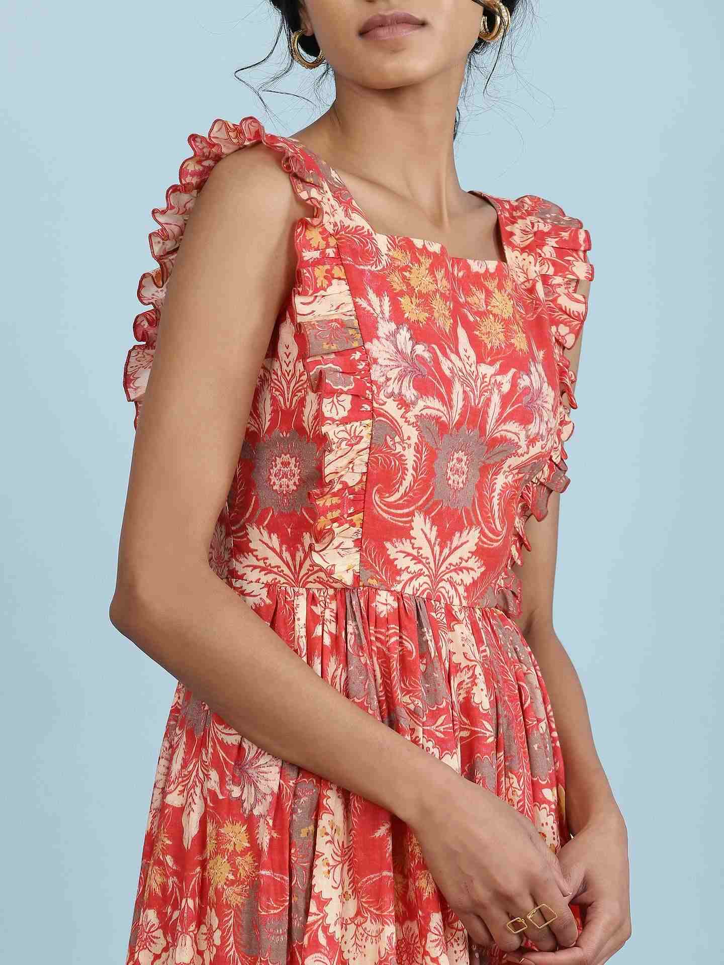 Red Tasvika Long Dress