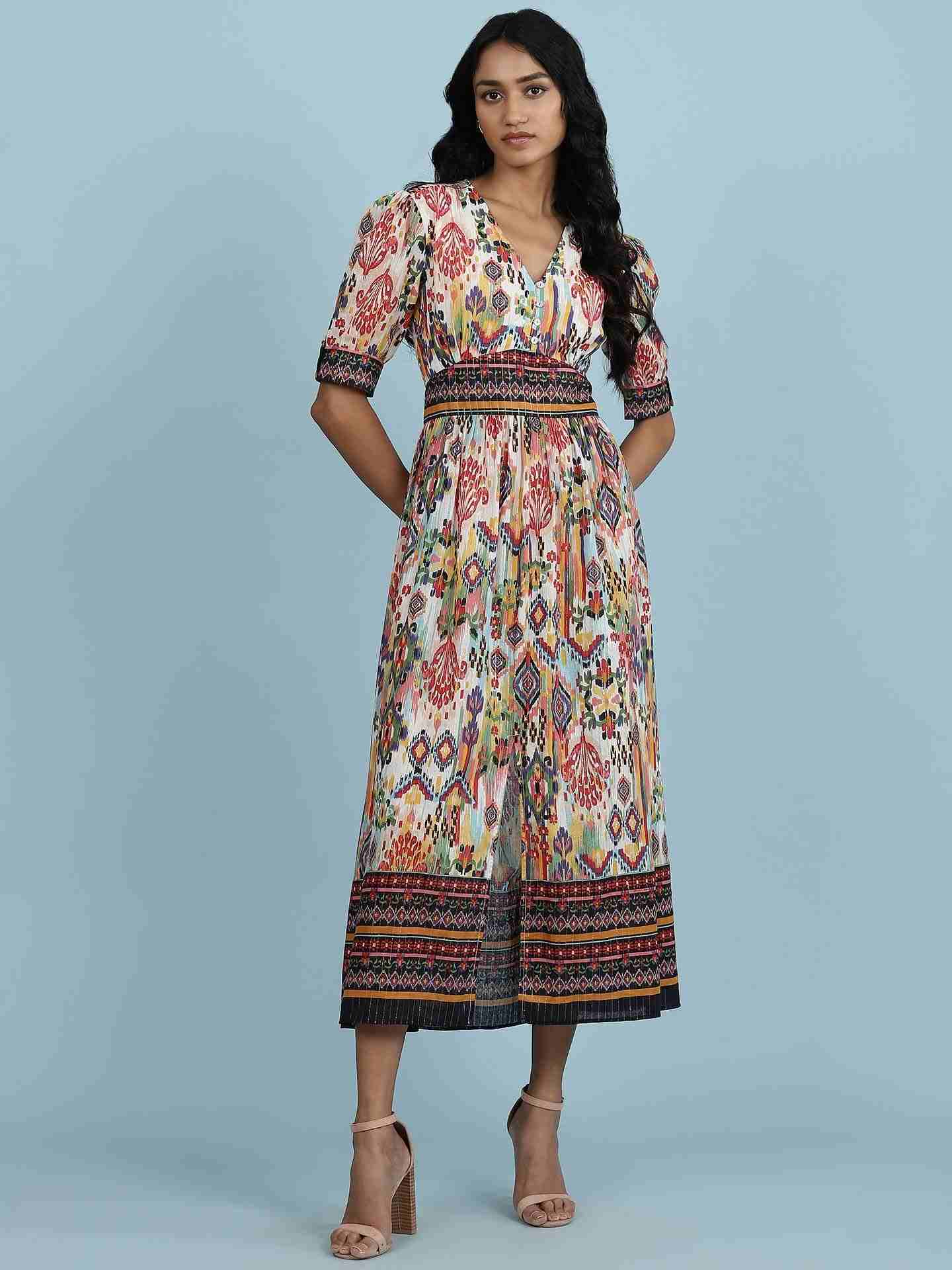 White Ikat Long Dress
