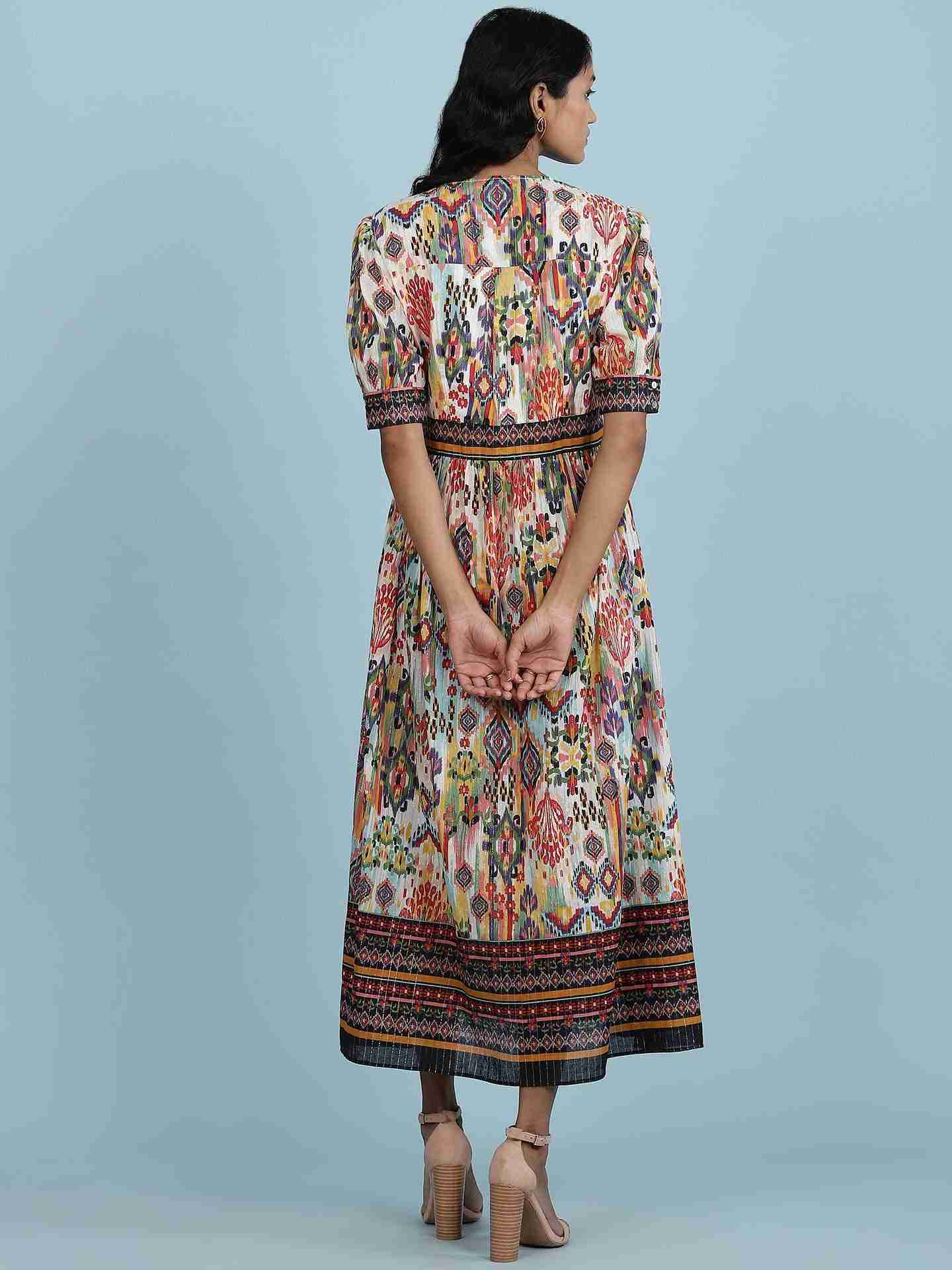 White Ikat Long Dress