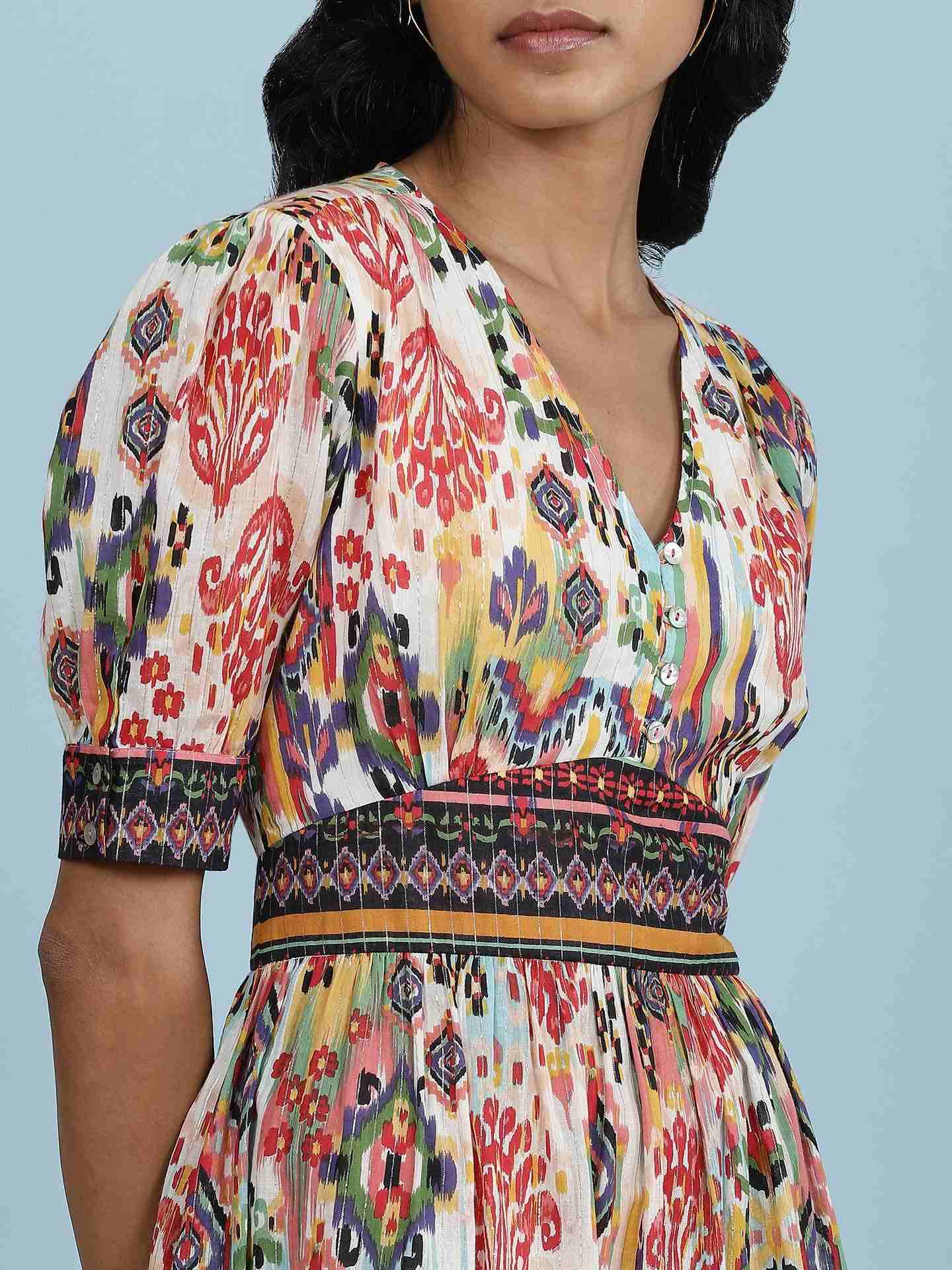 White Ikat Long Dress