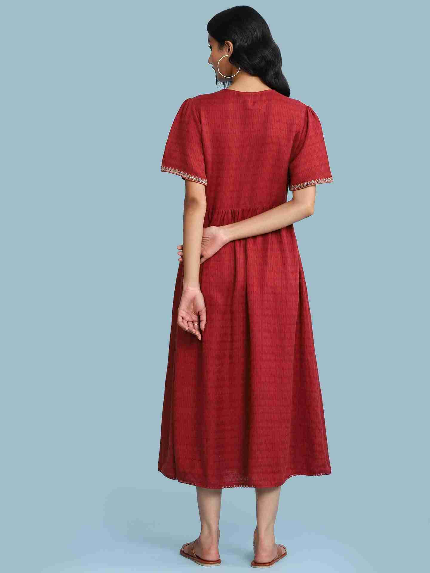 Rust Mandana Solid Long Dress