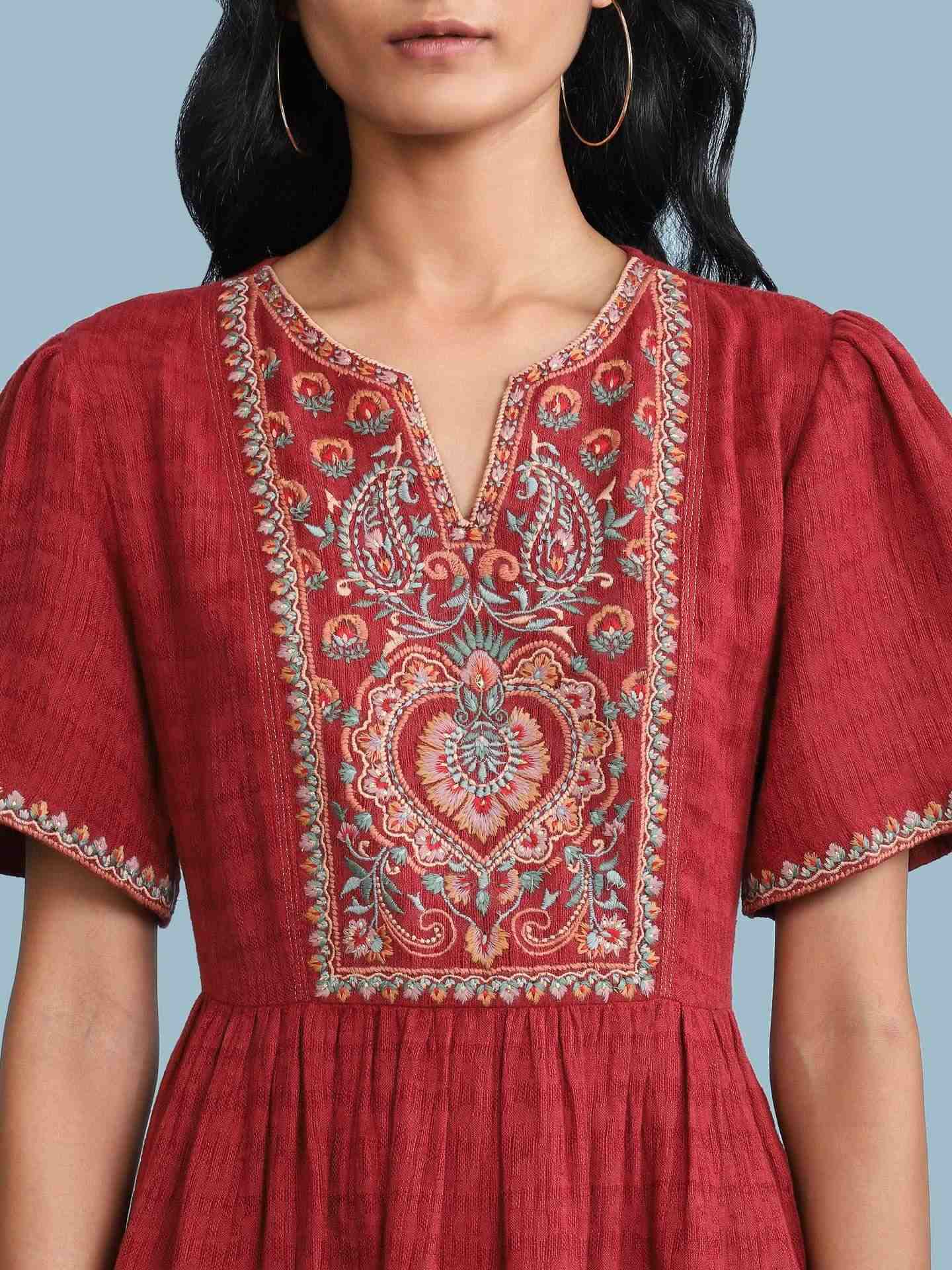 Rust Mandana Solid Long Dress