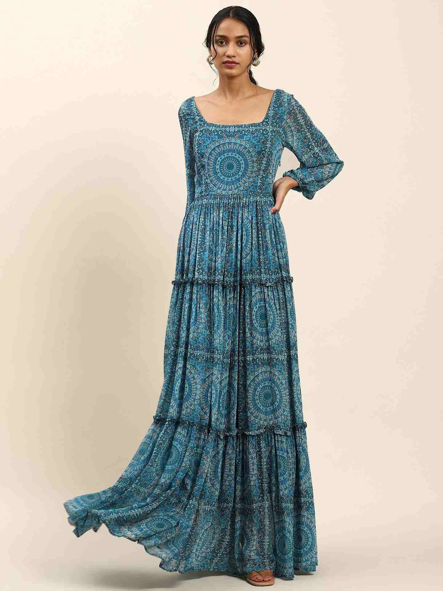Blue Alena Long Dress