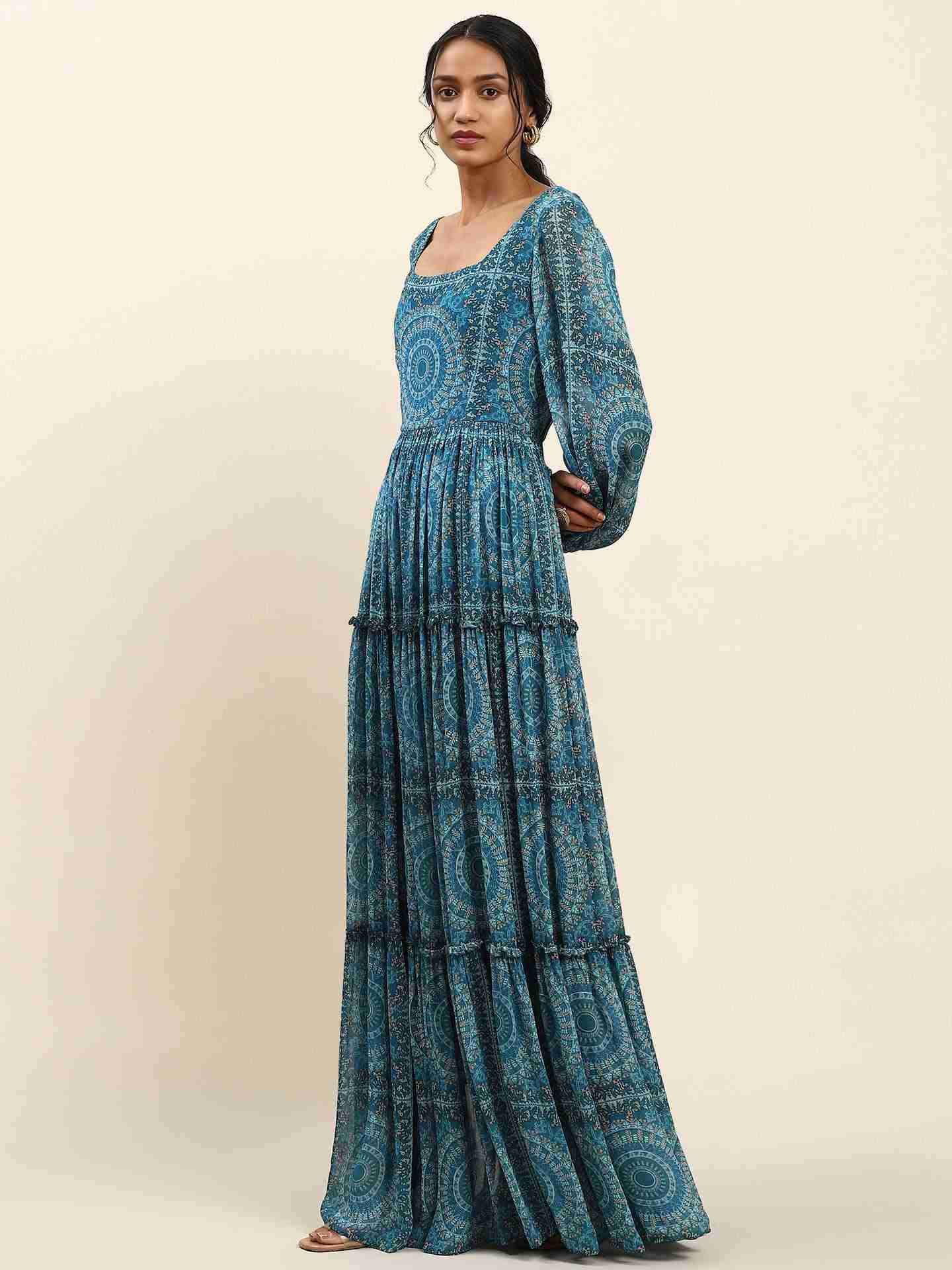 Blue Alena Long Dress