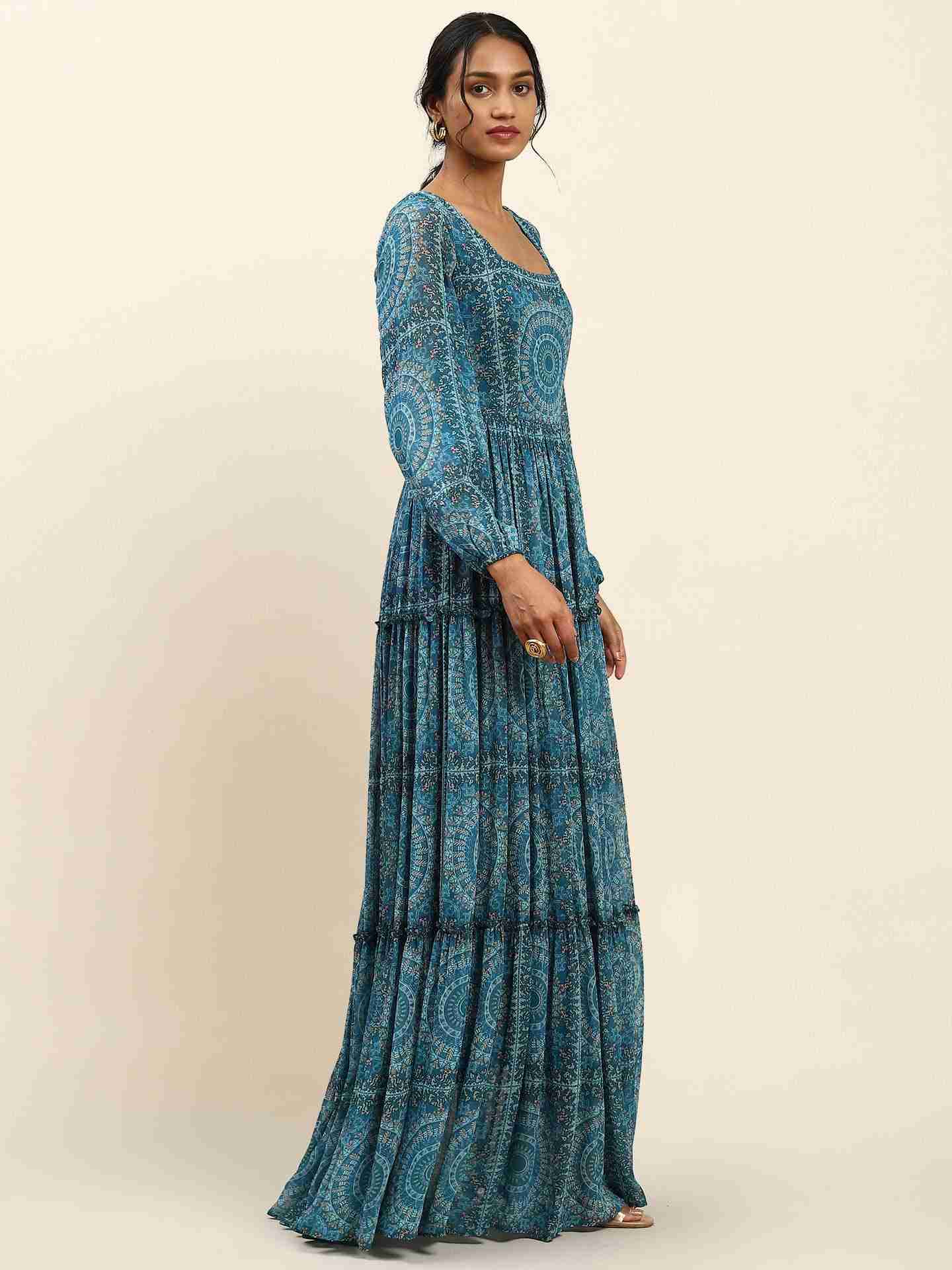 Blue Alena Long Dress