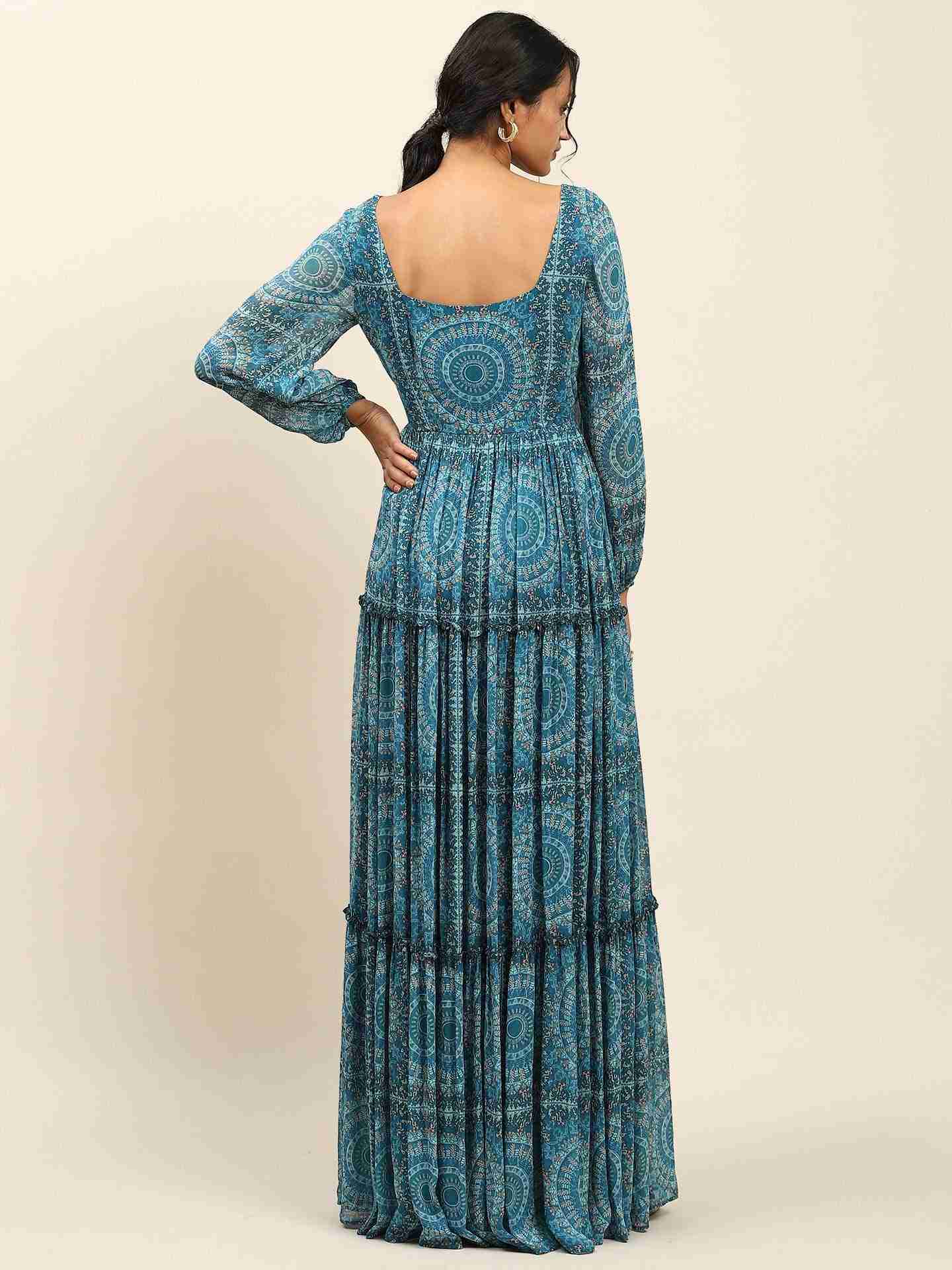 Blue Alena Long Dress