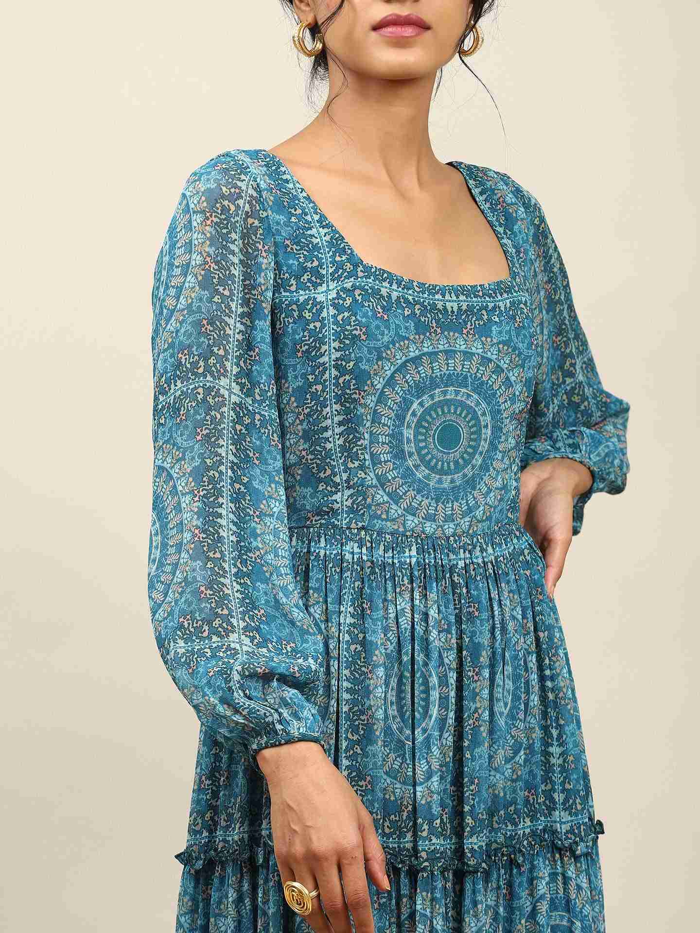 Blue Alena Long Dress