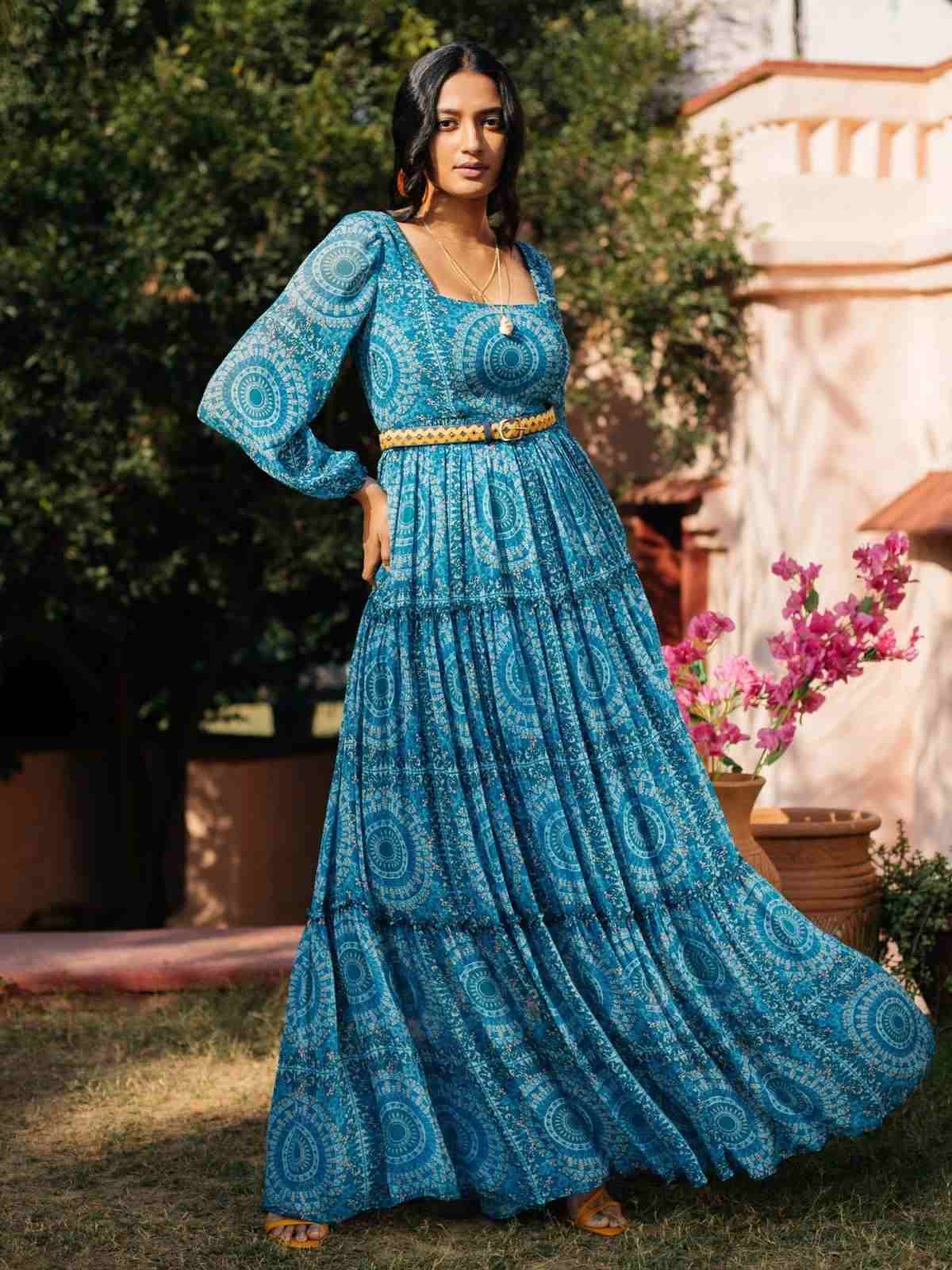 Blue Alena Long Dress