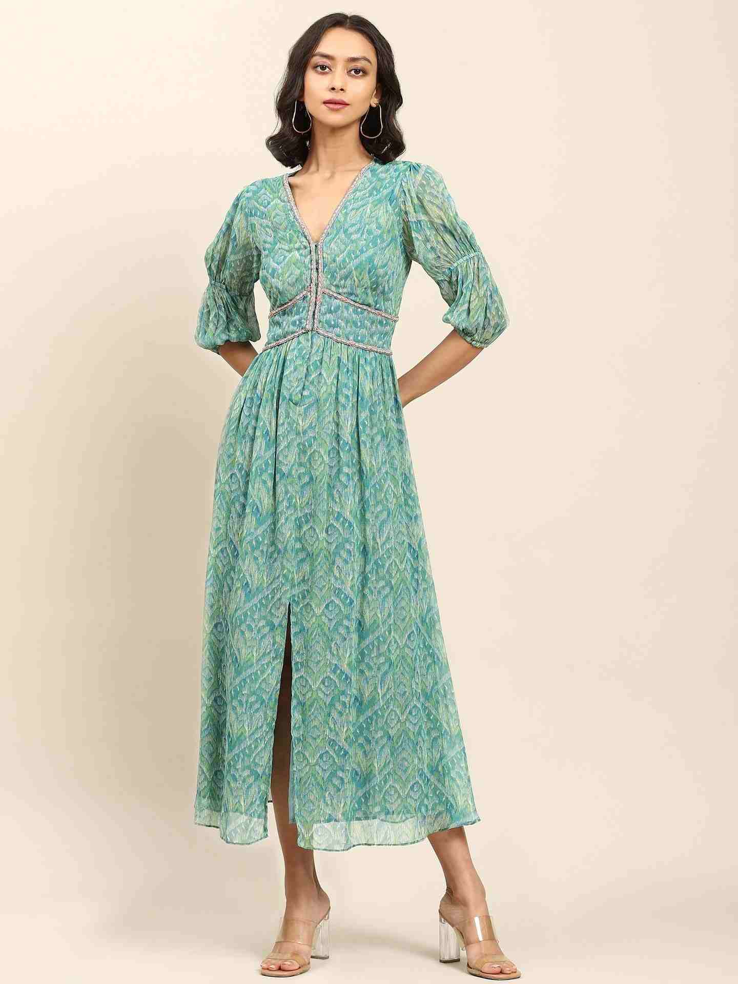 Green Mridul Long Dress