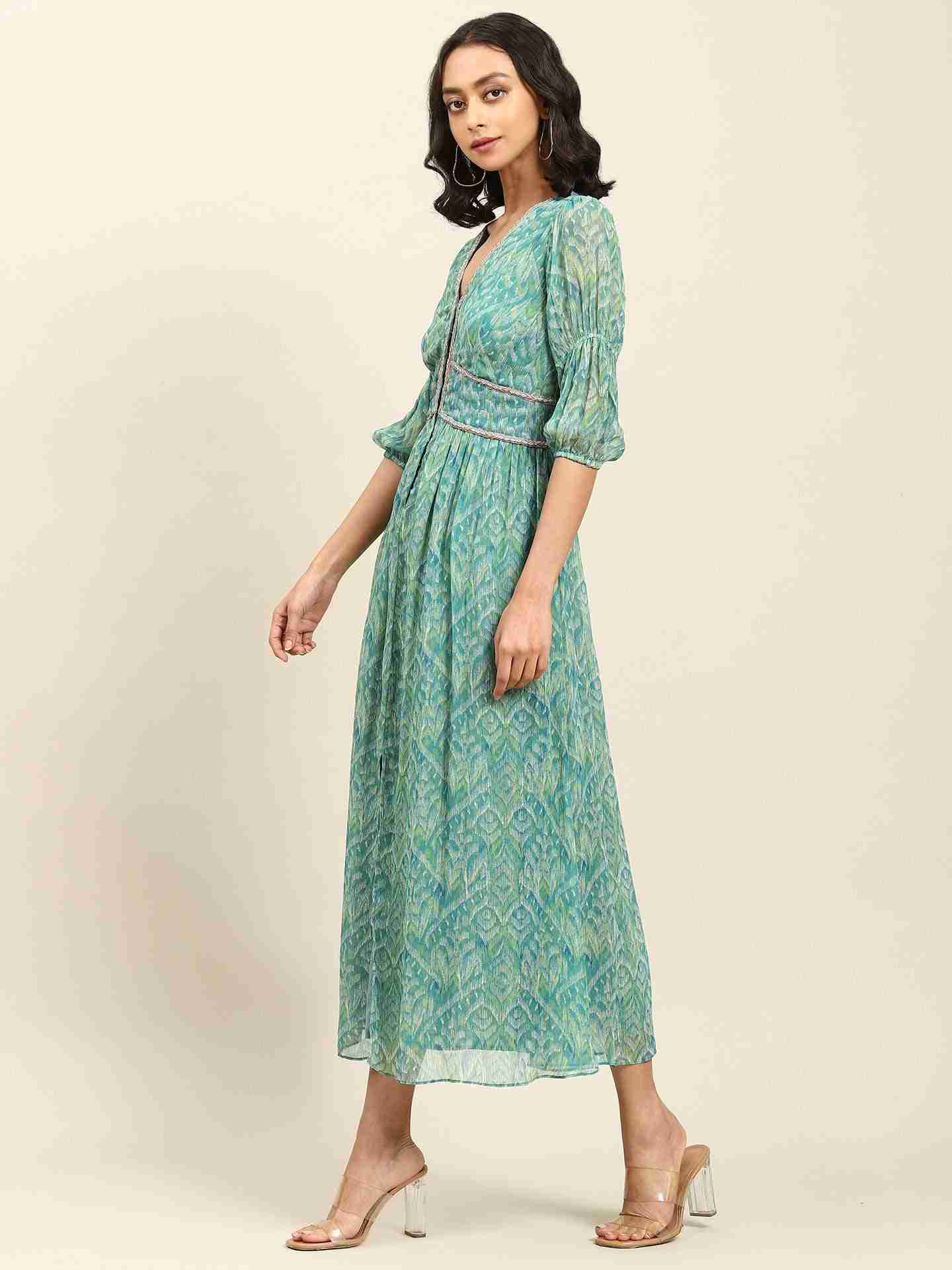 Green Mridul Long Dress
