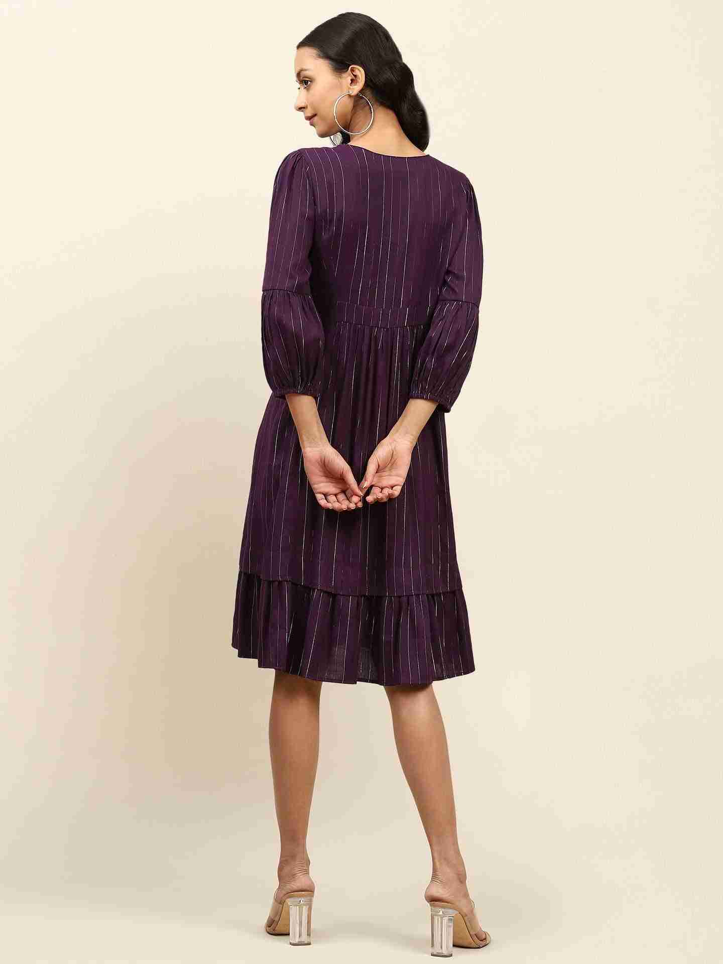 Purple Amber Solid Long Dress