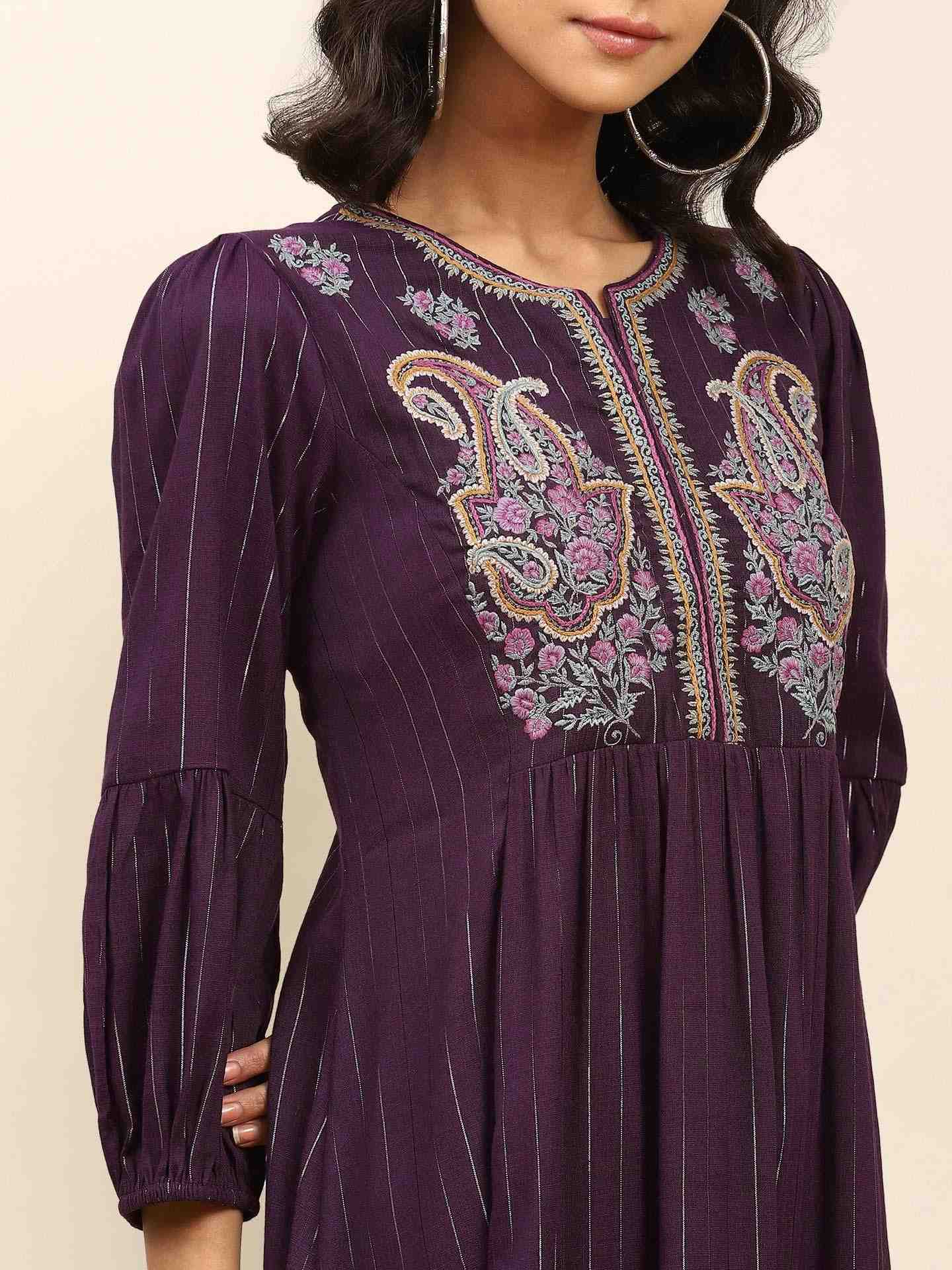 Purple Amber Solid Long Dress