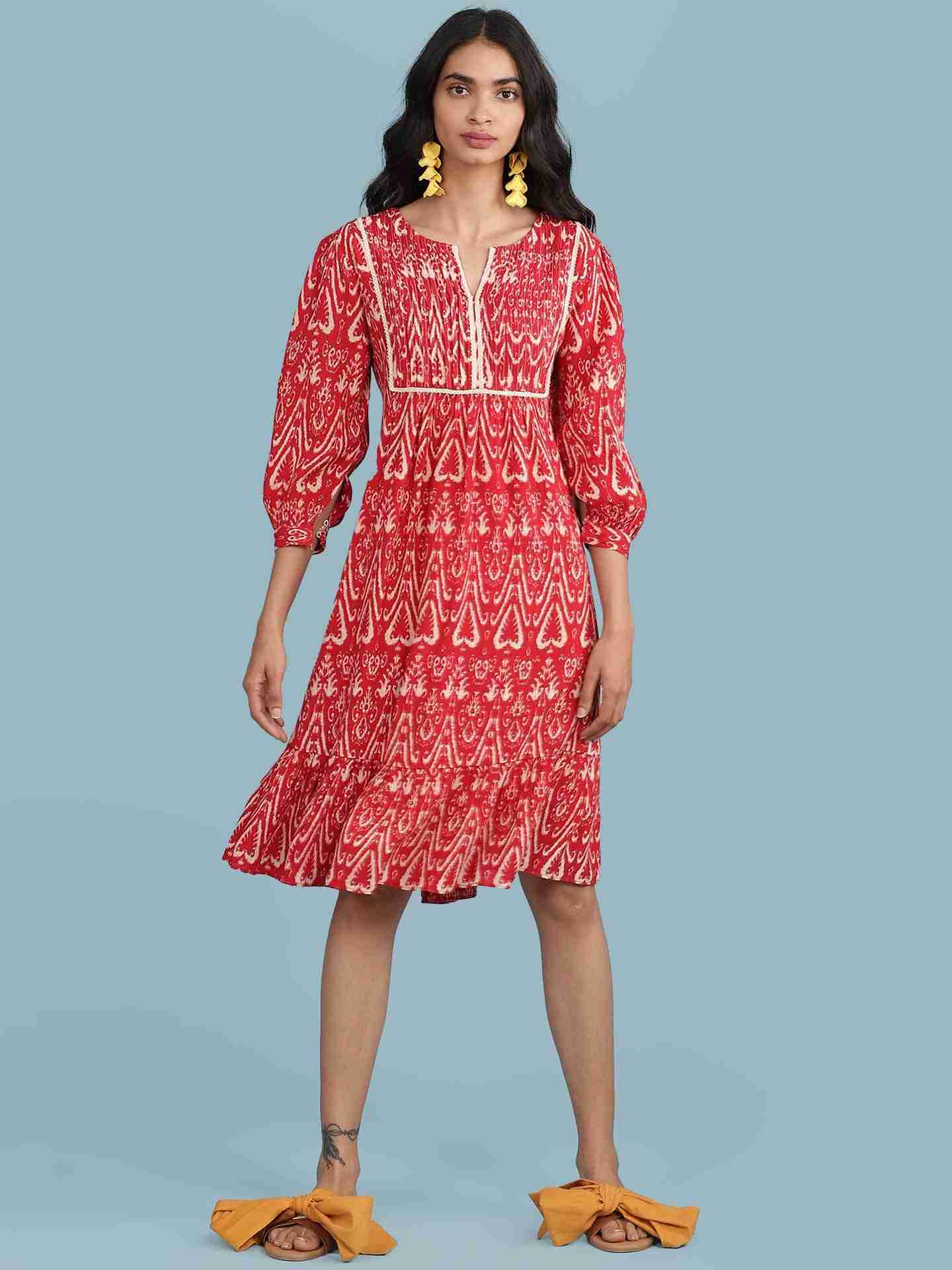 Red Ikat Pop Short Dress