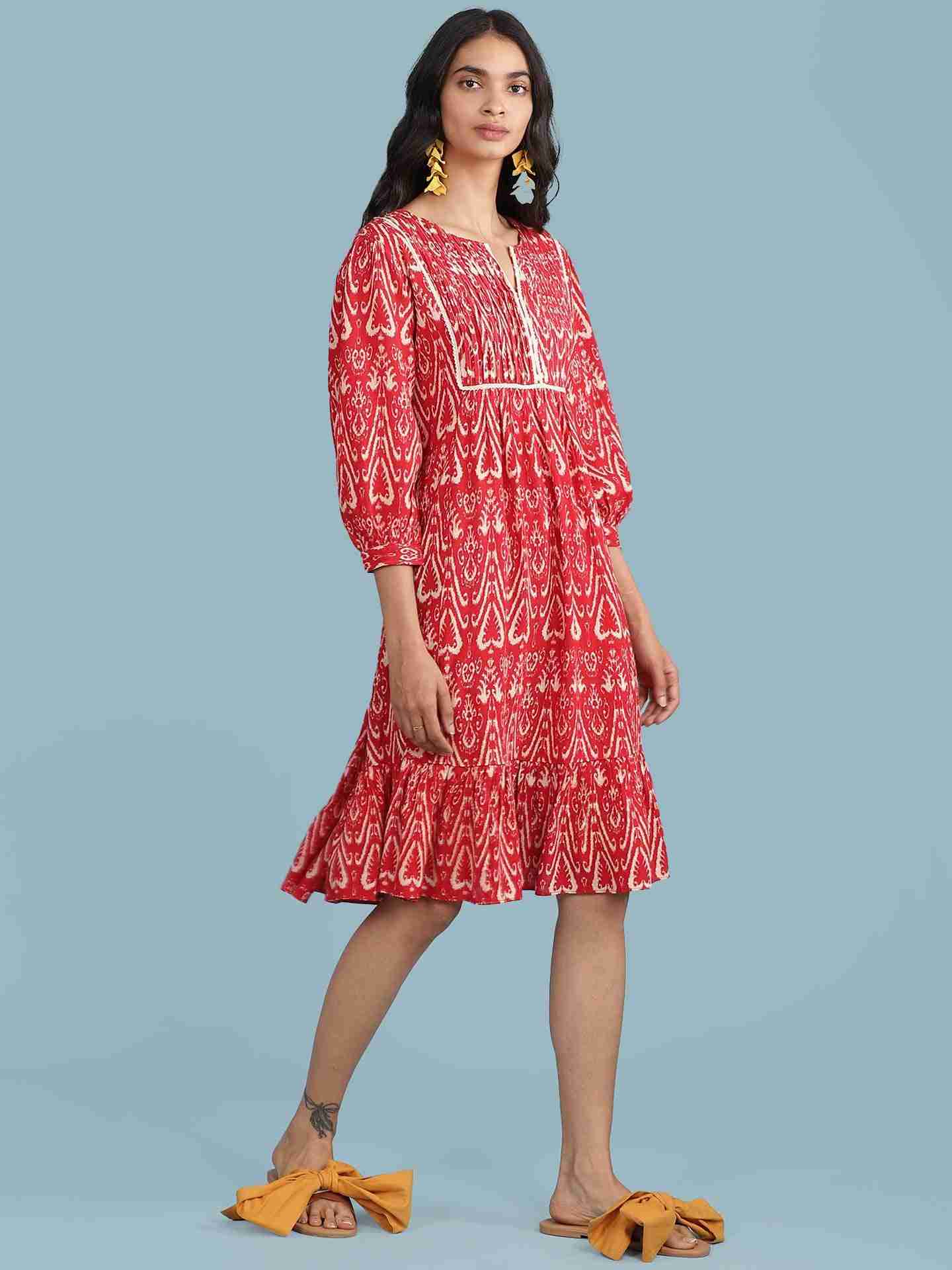 Red Ikat Pop Short Dress