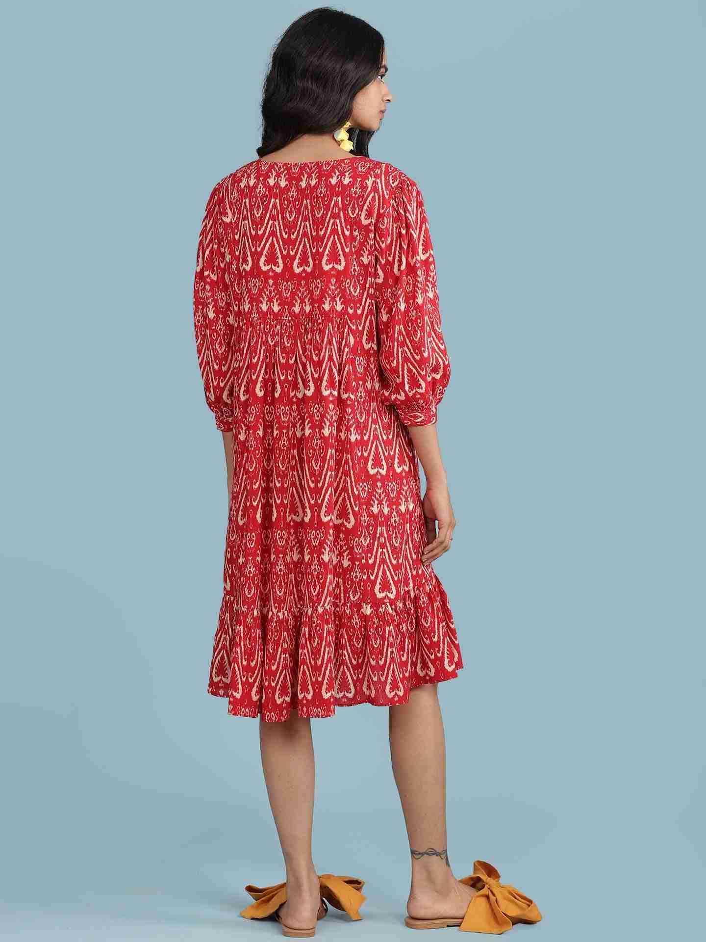 Red Ikat Pop Short Dress