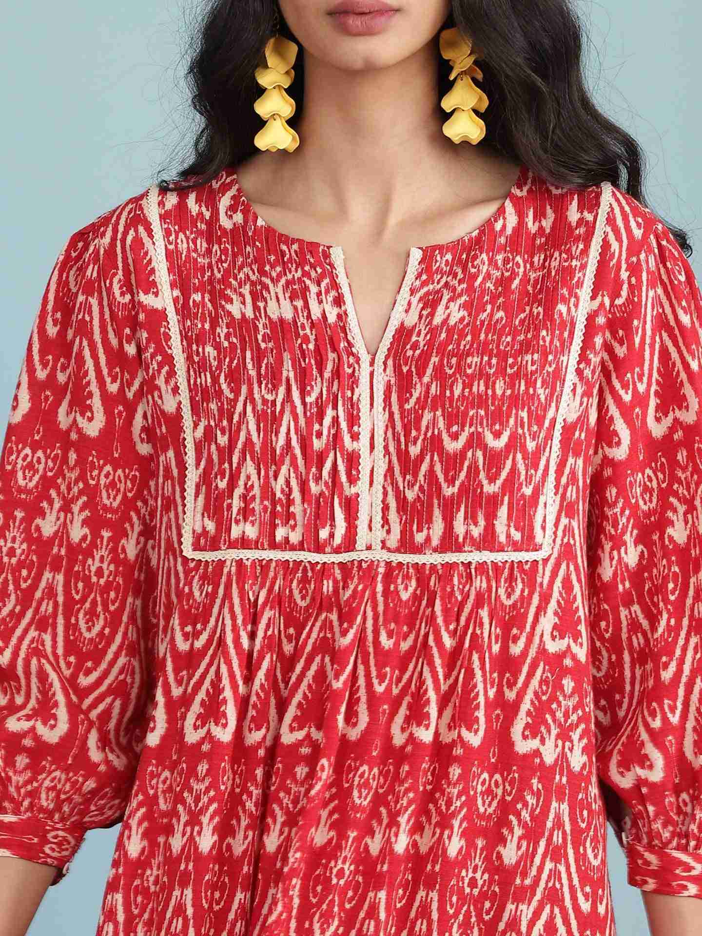 Red Ikat Pop Short Dress